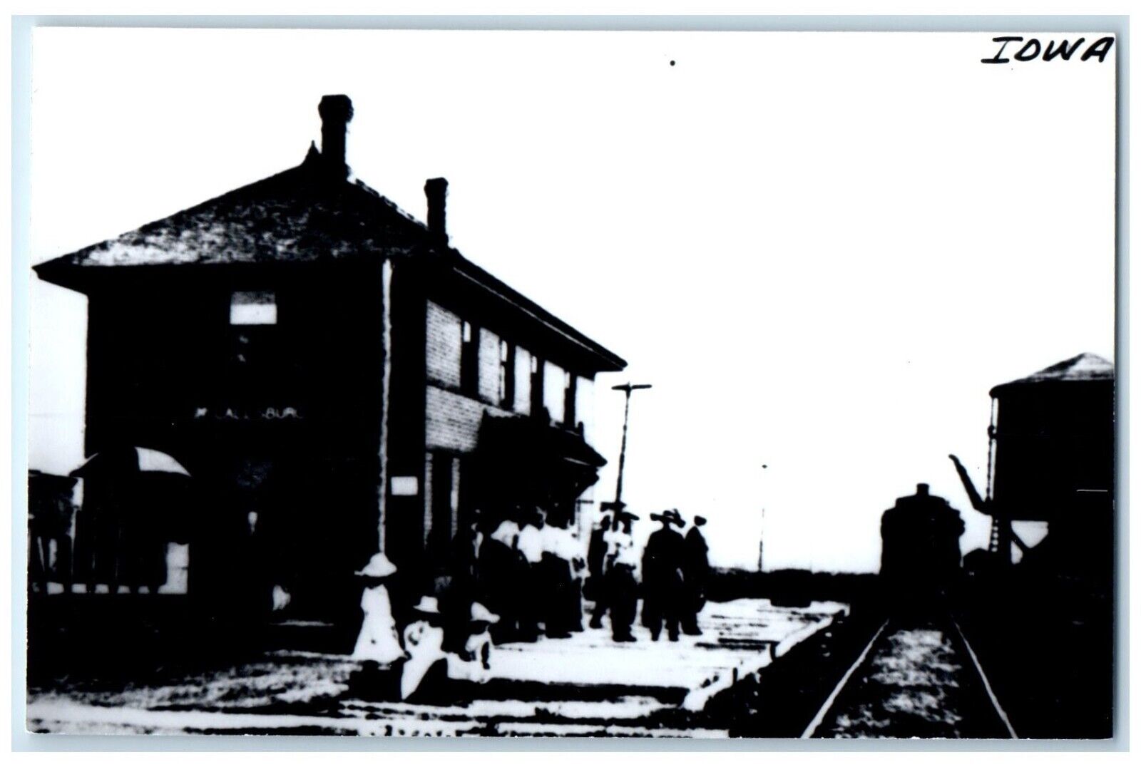 c1960\'s Unknown Iowa IA Vintage Railroad Train Depot Station RPPC Photo Postcard