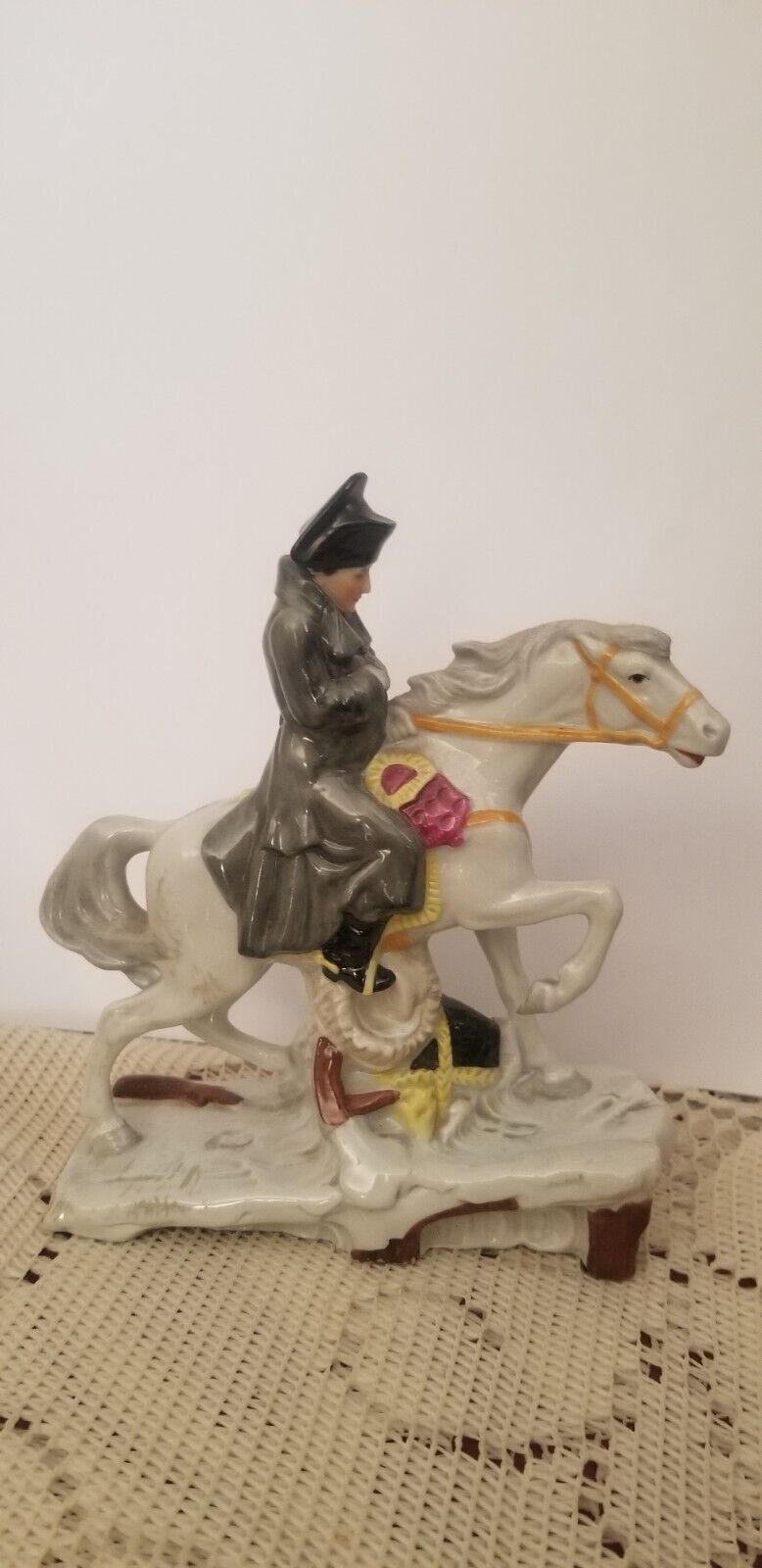 Antique GERMAN porcelain SCHEIBE ALSBACH figurine NAPOLEON ON HORSE Germany 