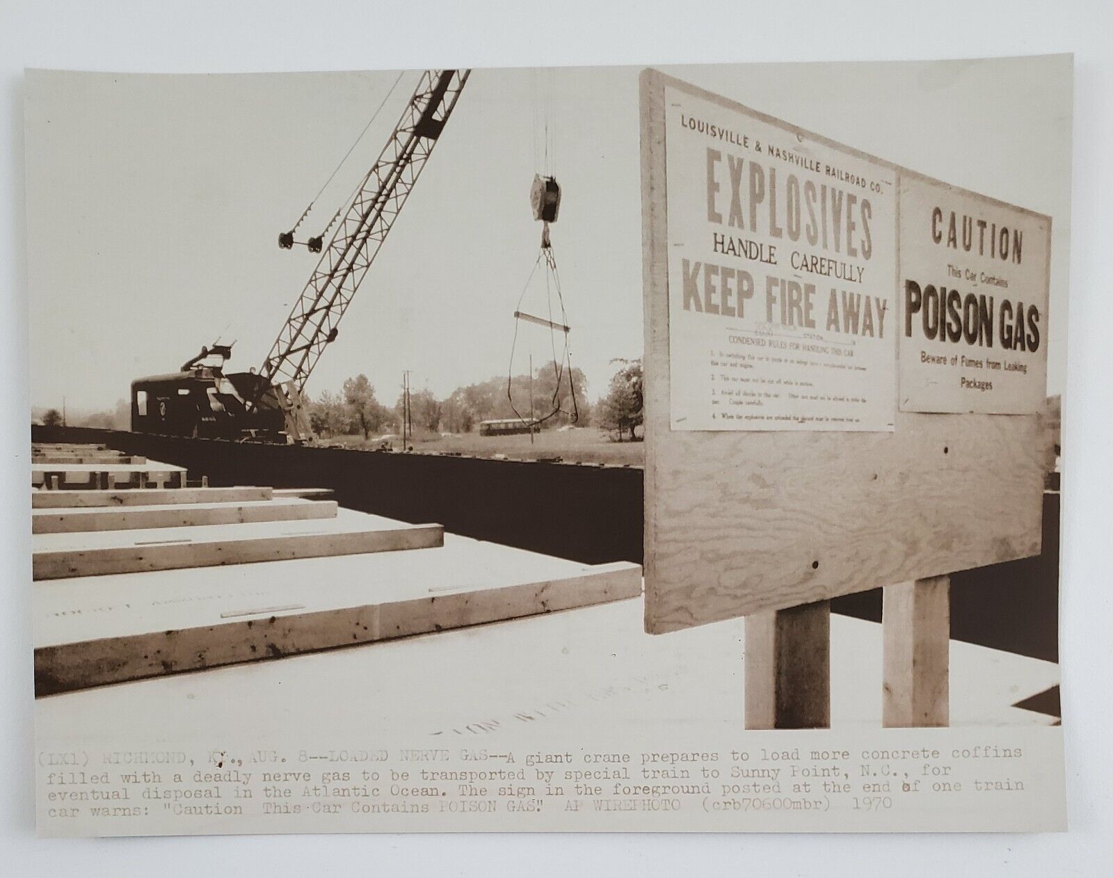 1970 Richmond Kentucky Nerve Gas Disposal Hazardous KY Vintage Press Wire Photo