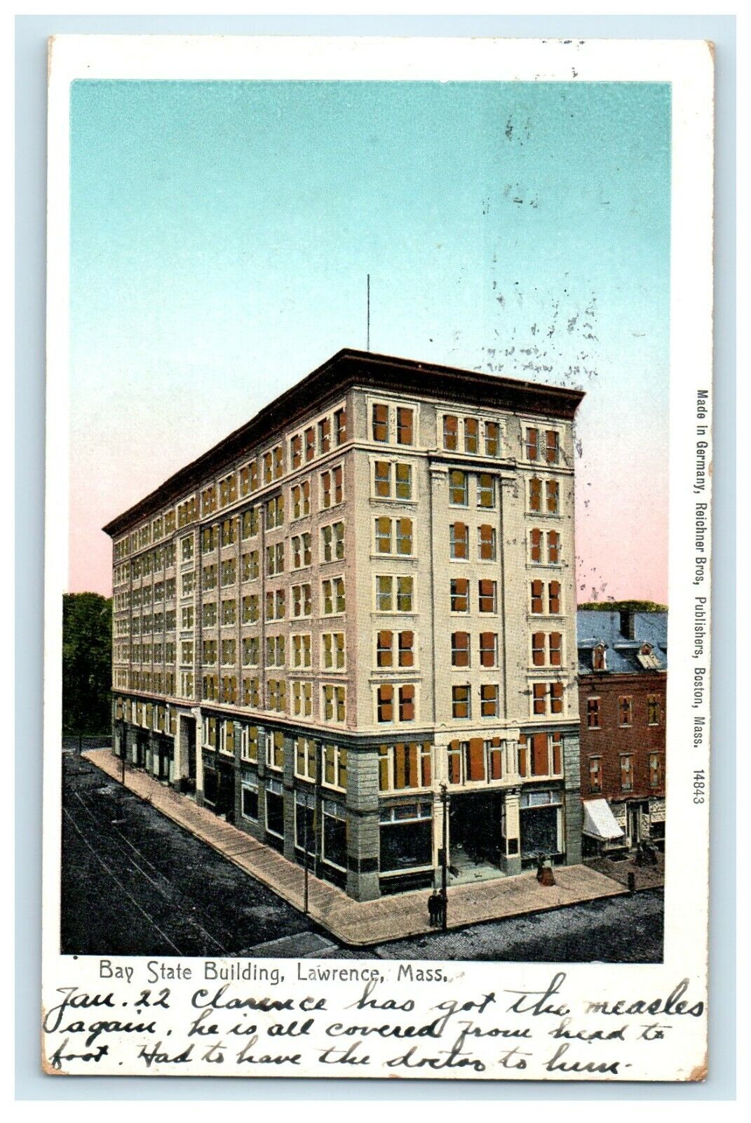 c1906 Copper Window Bay State Building, Lawrence Massachusetts MA Postcard