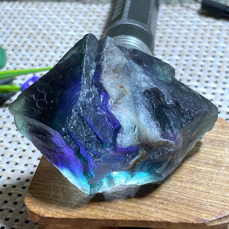 Rare NATURAL rainbow FLUORITE Quartz Crystal Mineral Specimen Healing 136g  A58