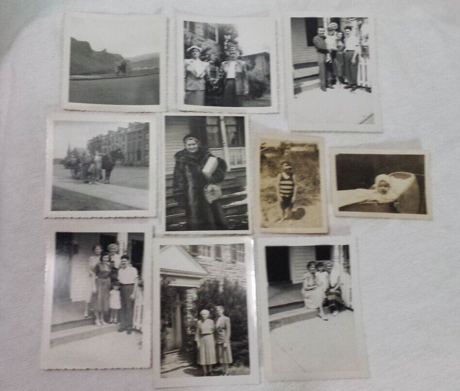 Vtg Photos Early 1930s Snapshots Families Men Women Children Lot of 10 Outdoors