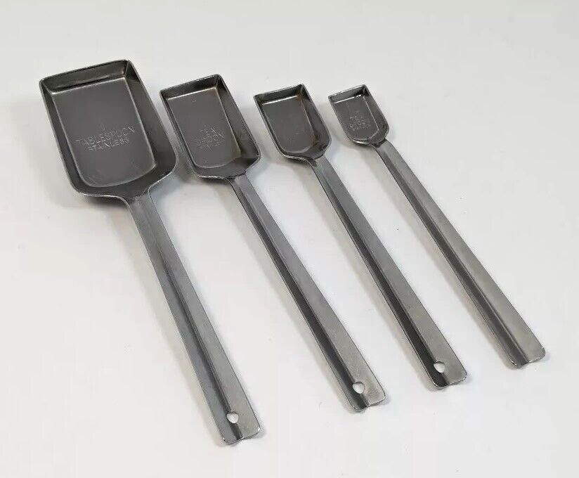 Ekco Flint Measuring Spoon 4pc Set Vintage Stainless Shovel 50s Holland Retro