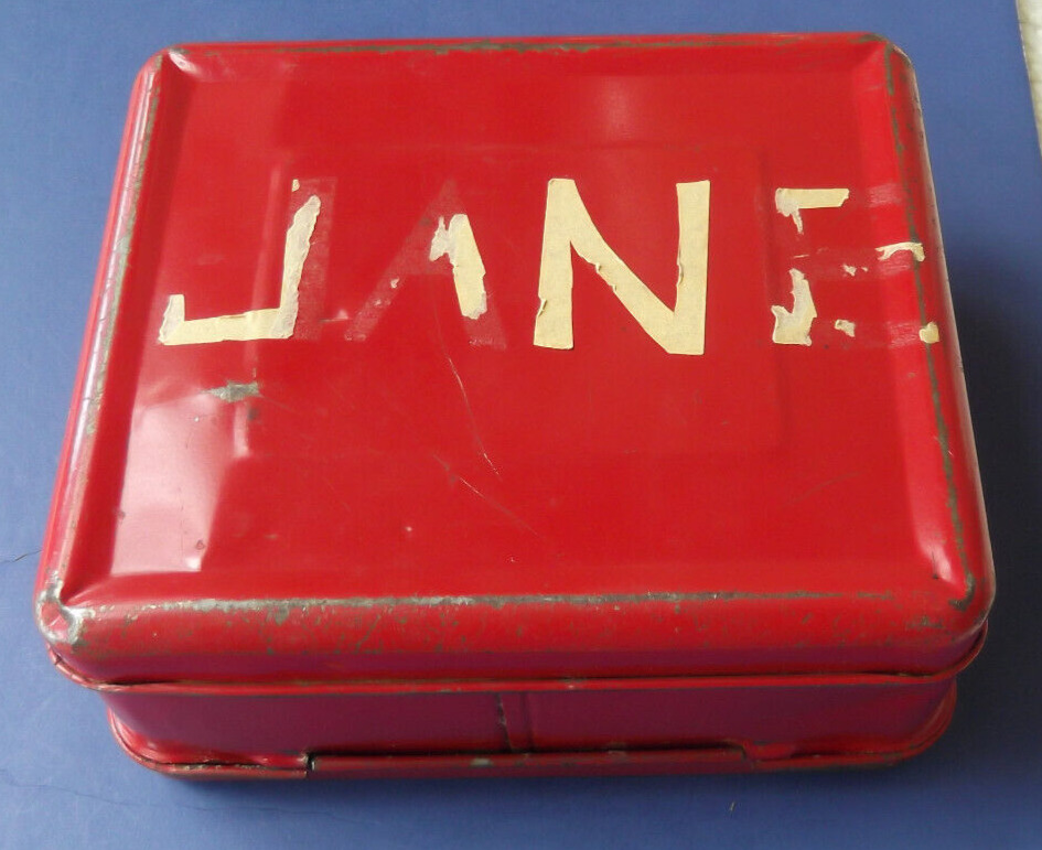 Vintage Red Steel Lunch Box - Aladdin Hopalong Cassidy Style