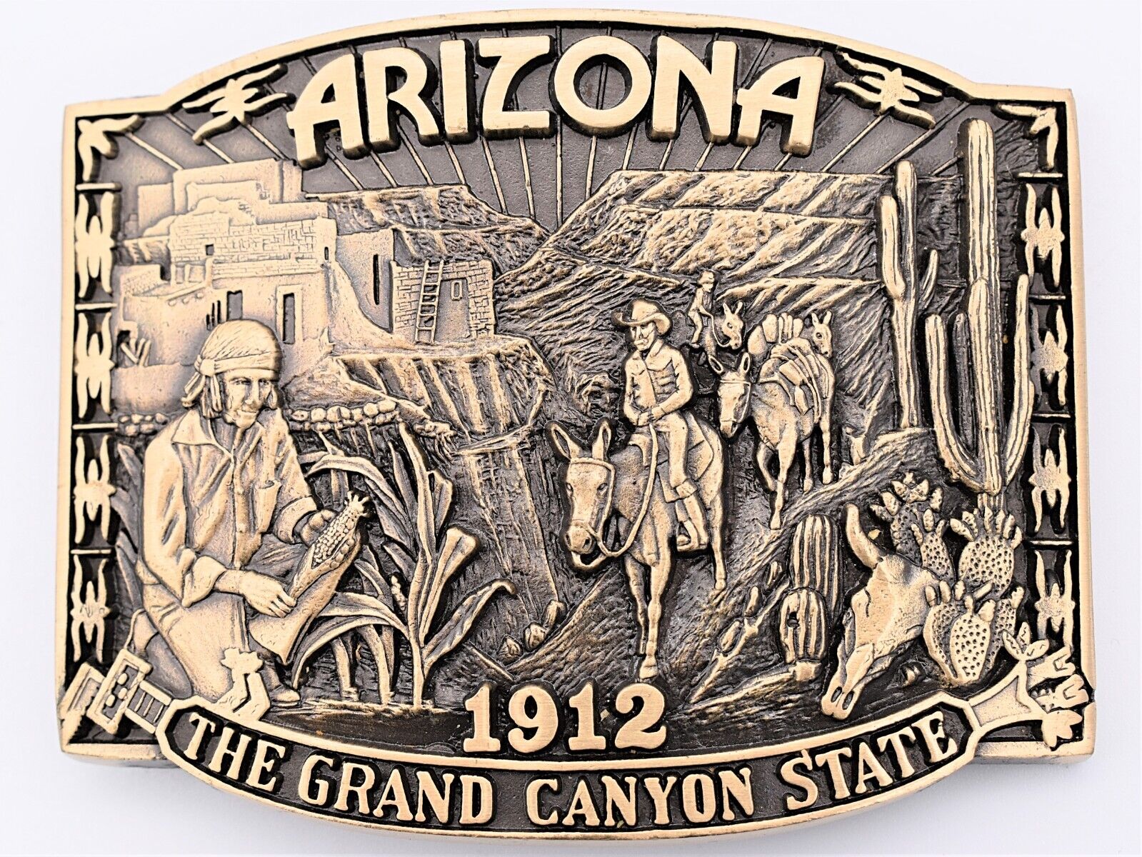 Arizona 1912 Statehood Grand Canyon State 1980s Vintage Belt Buckle