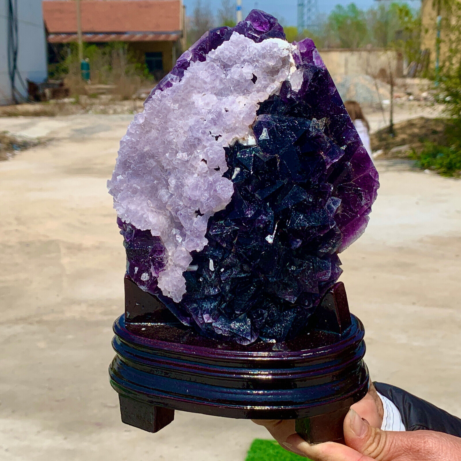 5.2LB  Rare transparent purple cubic fluorite mineral crystal sample/China