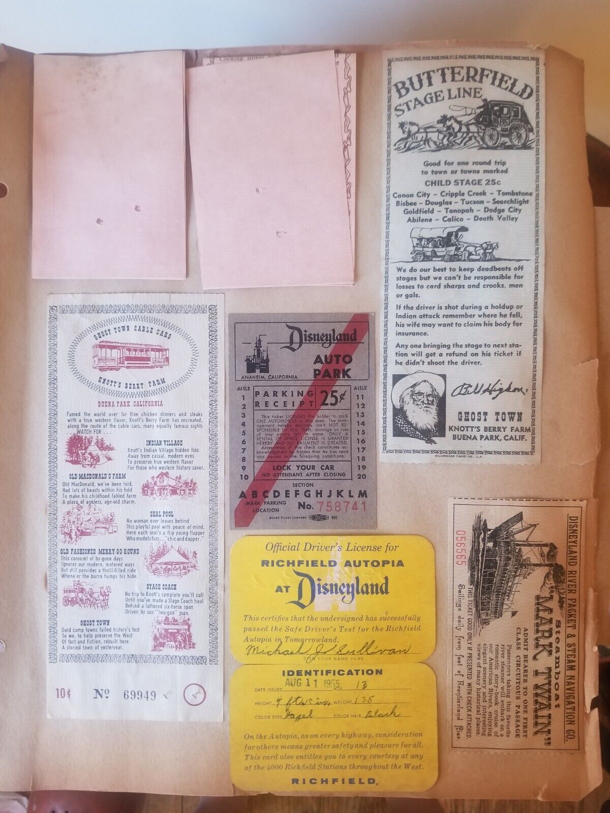 VERY RARE Aug 11th 1955 Disneyland Opening Month.  20Tickets Promotions & more.