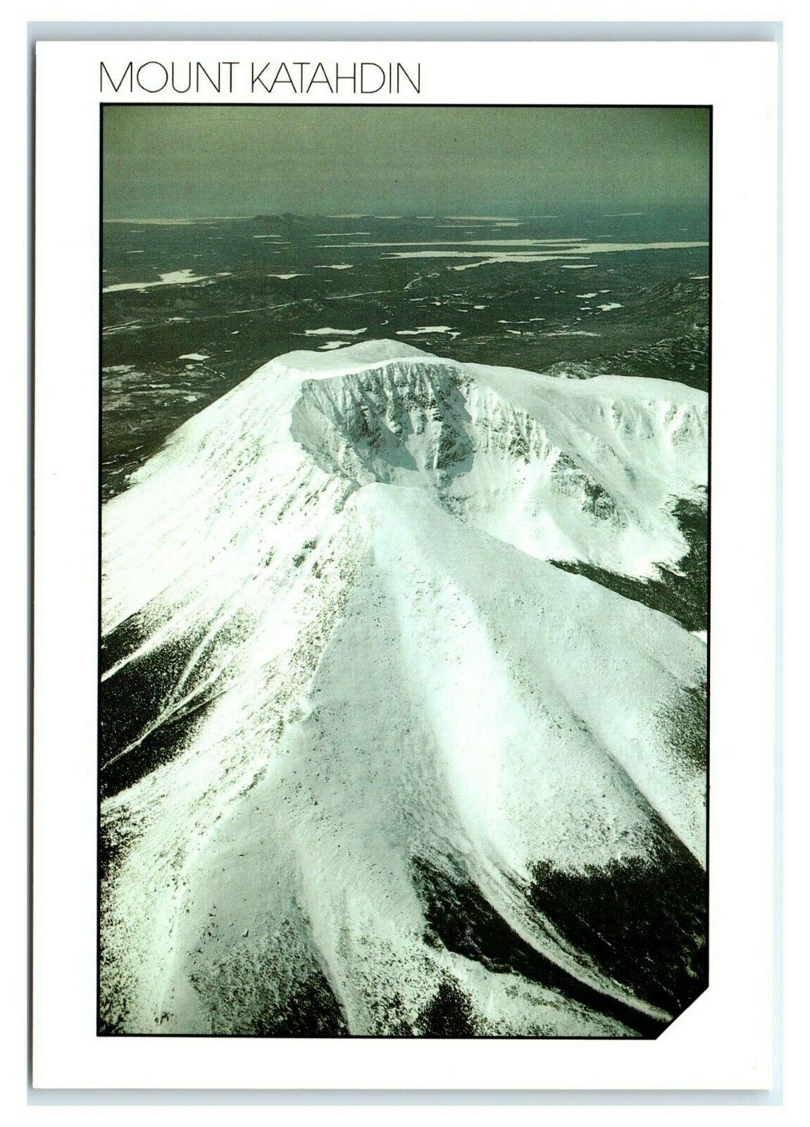 Postcard Aerial Peak of Mount Katahdin, Maine Snow Covered ME MS189 * 2