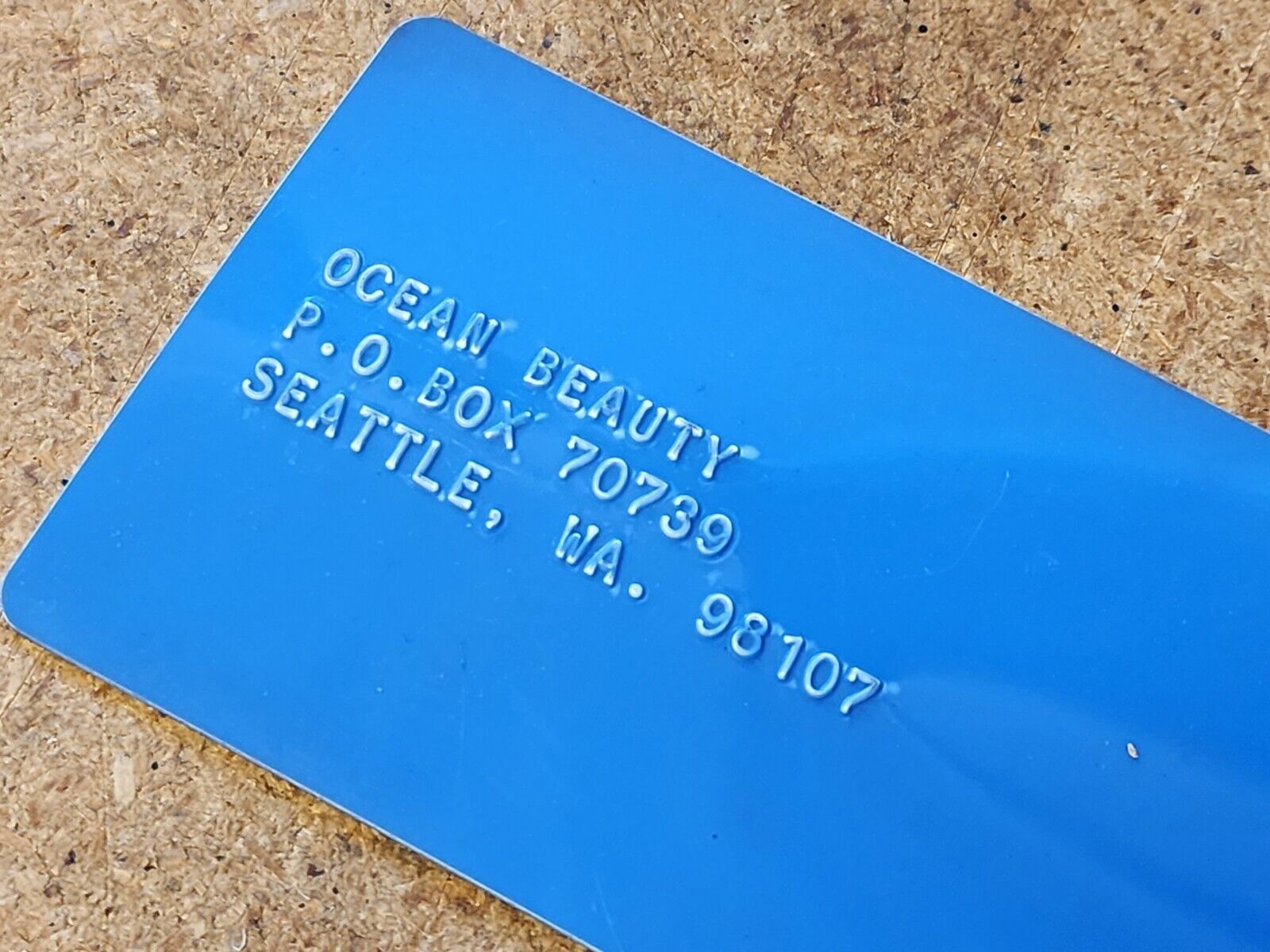 Vintage OCEAN BEAUTY Graphotype Addressograph Address Card Seattle Memorabilia