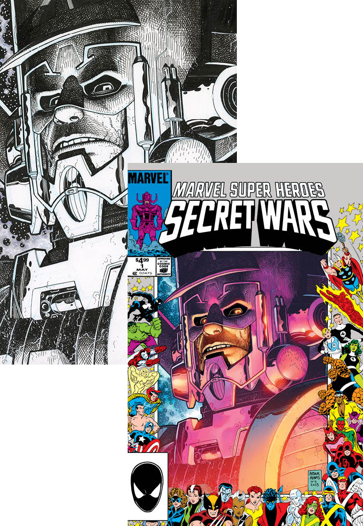 Marvel Super Heroes Secret Wars #1 Art Adams Galactus Frame Virgin Variant Set