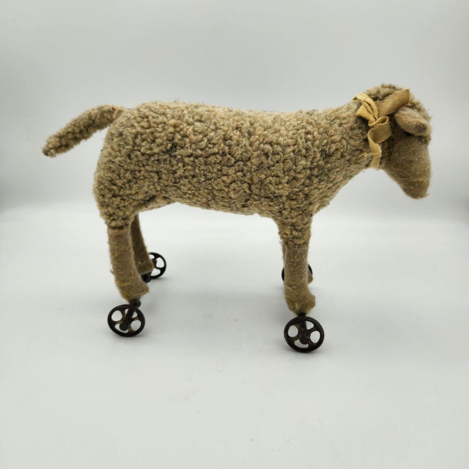 Vintage Antique Early 1900s Steiff? Sheep Lamb Pull Toy Mohair Wool No Ear Tag