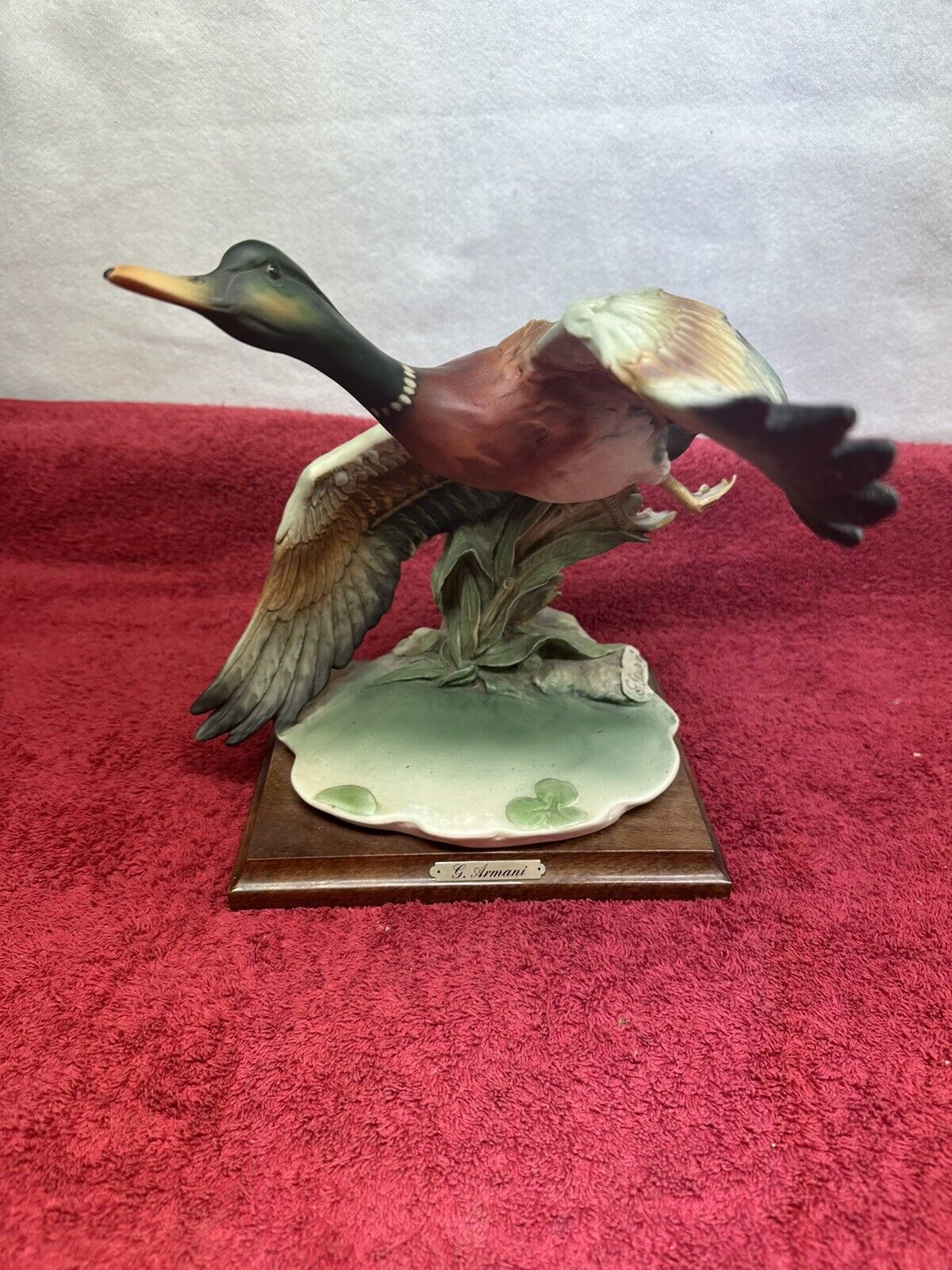 Giuseppe Armani Mallard Duck Wings Down Vintage Rare Figurine Made in Italy