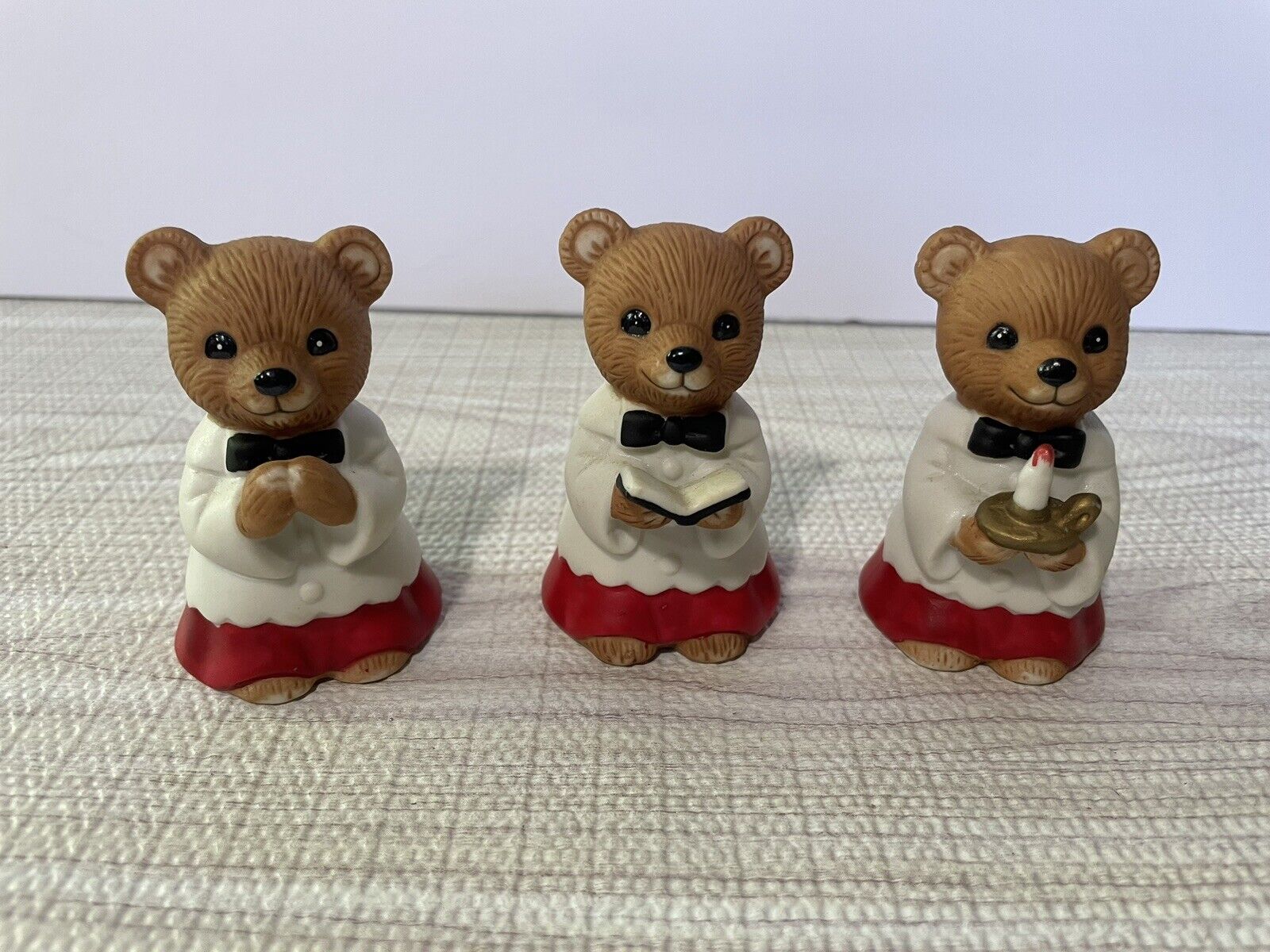 Vintage Set of 3 Homco Christmas Caroling Bears in Box