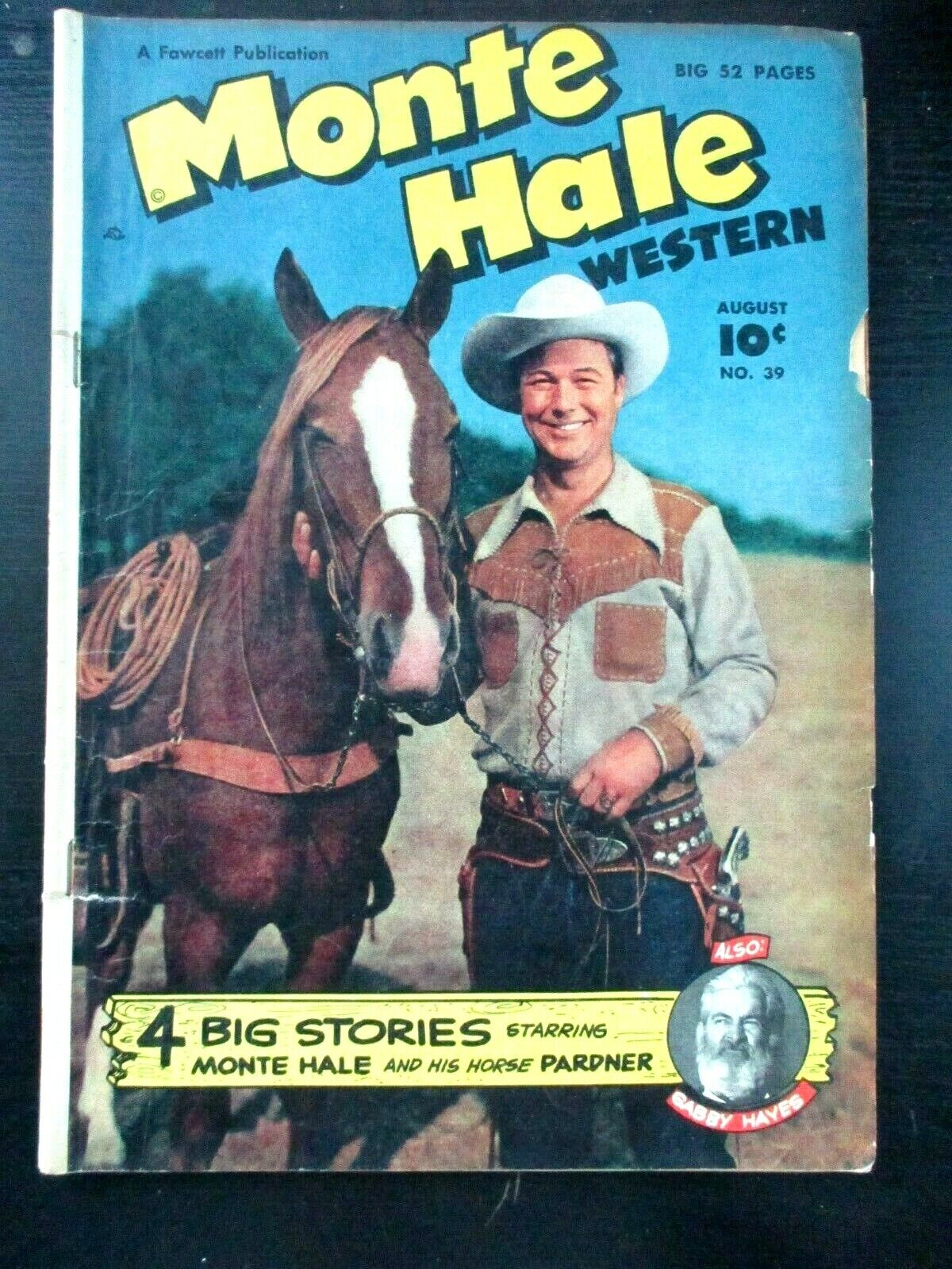 MONTE HALE WESTERN #39, 1949 FAWCETT, G+, RARE, HORSE-PARDNER PHOTO, G. HAYES