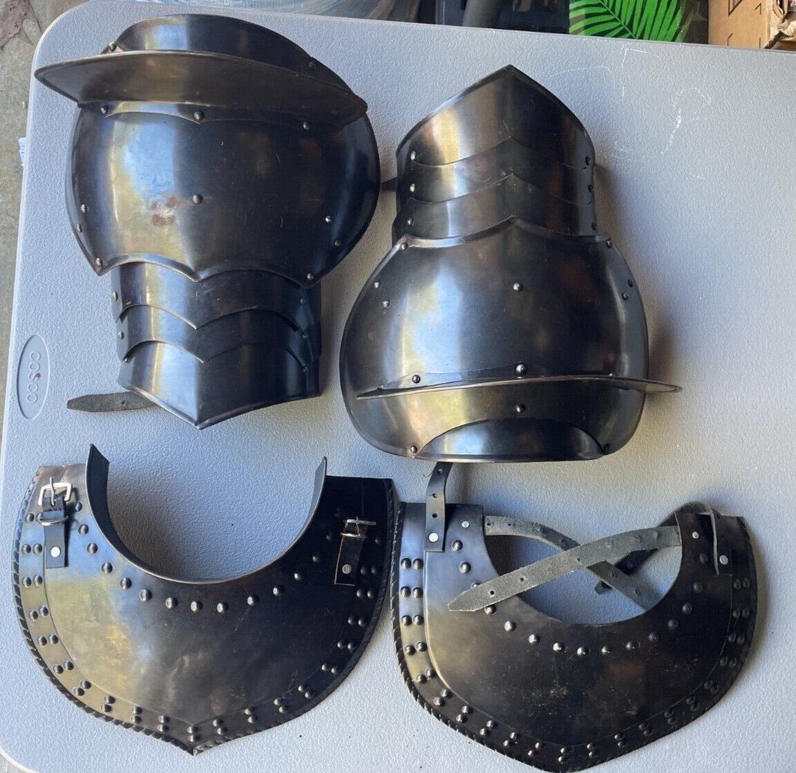 NauticalMart Dark Gothic Steel Gorget Neck Armor And Pauldron