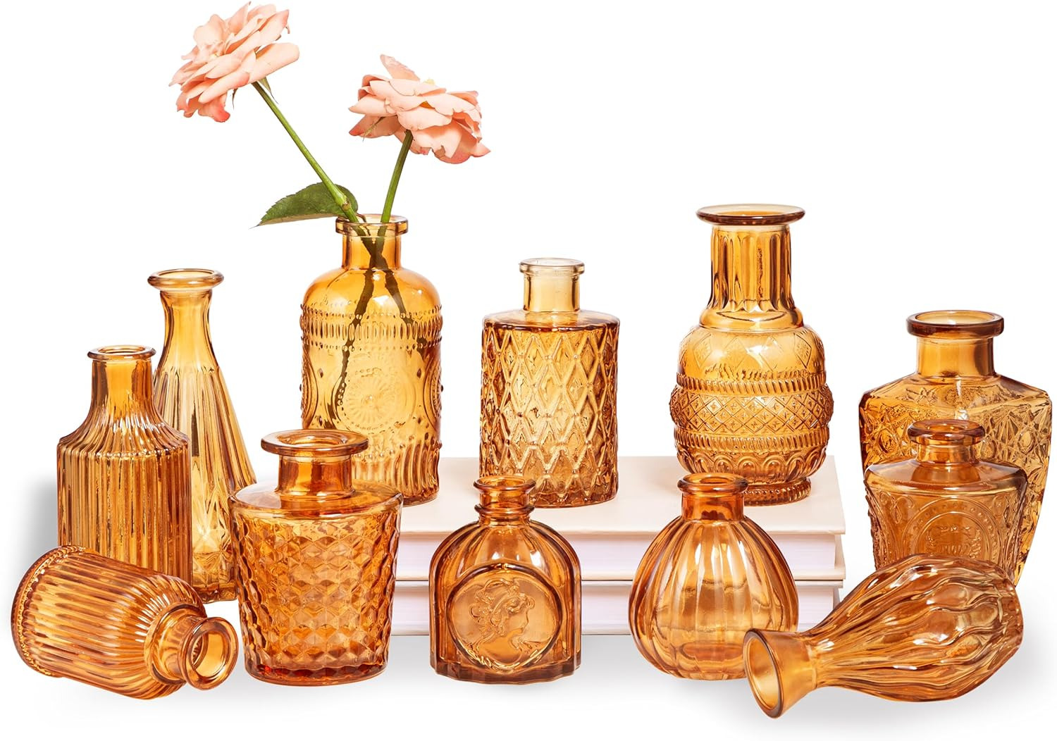 Glass Bud Vases Set of 12, Small Vases for Flowers, Clear Bud Vases in Bulk, Cut