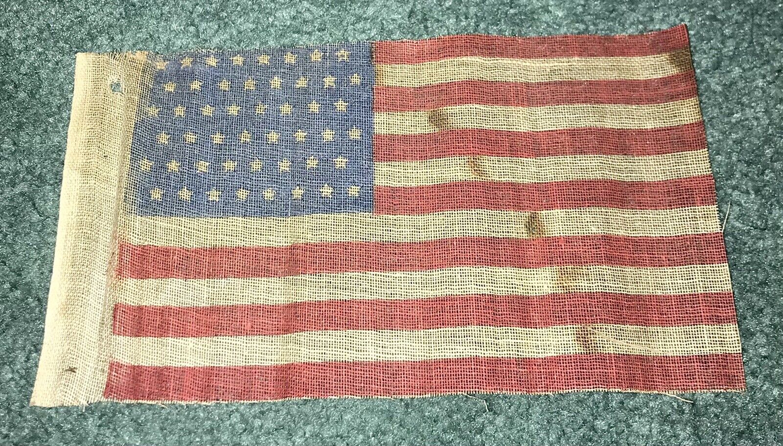 Original WWI Era Gauze 48 Star American Parade Flag 6 X 3 & 1/2 Inches