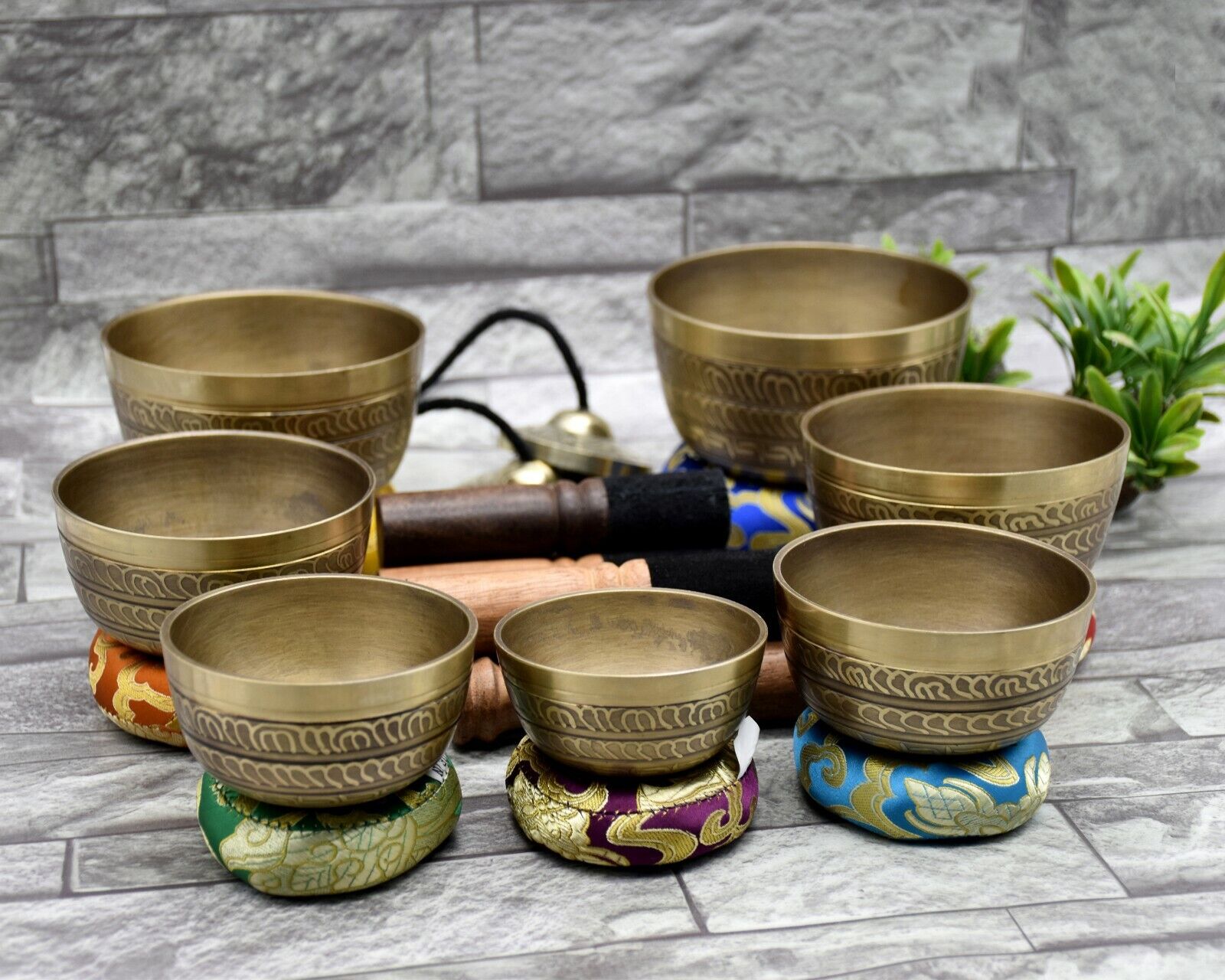 Natural Bronze singing bowl set of 7 - Nepalese sound Healing Chakra Bowls Kasa