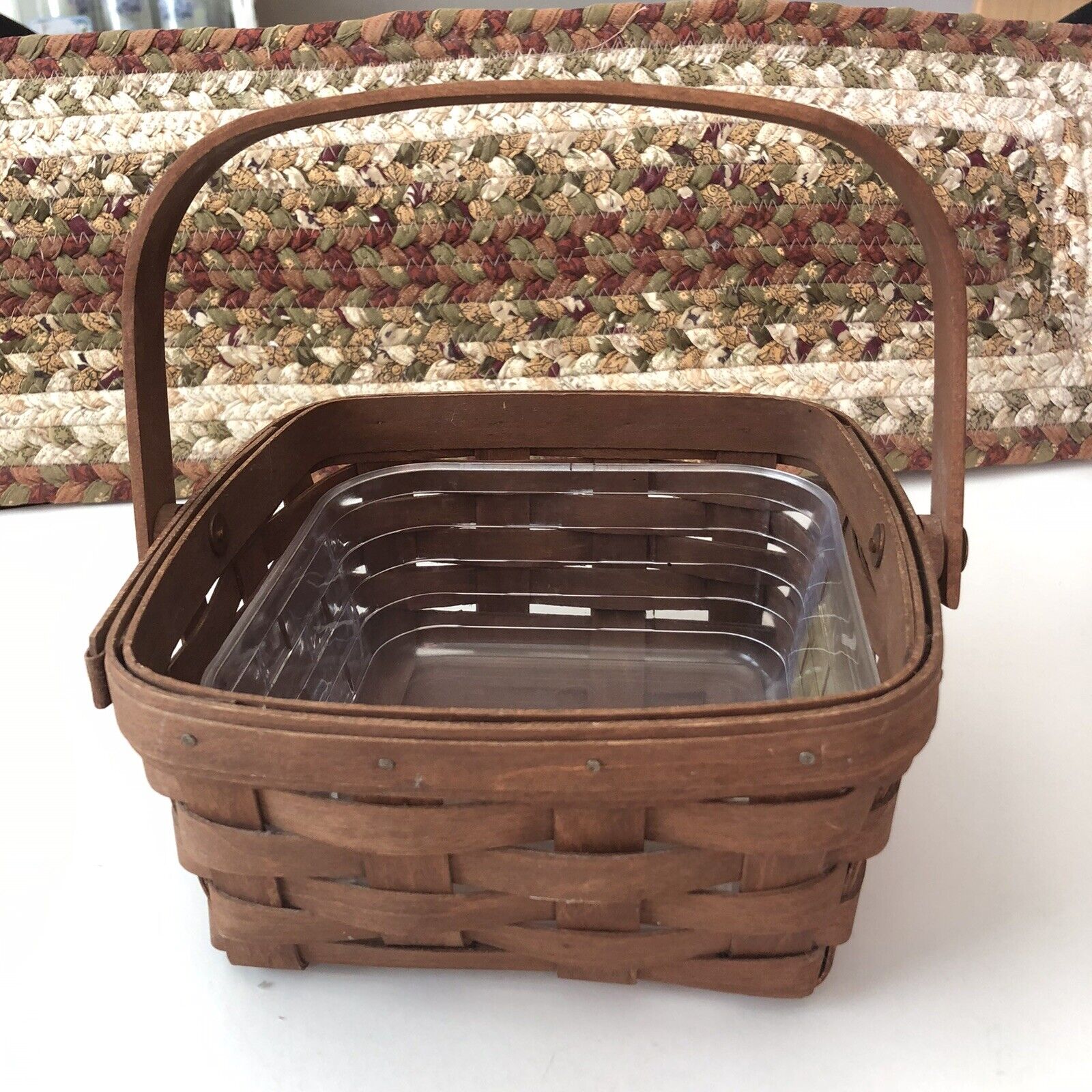 Longaberger Medium Berry Basket with Swing Handle and Hard Protector -2006