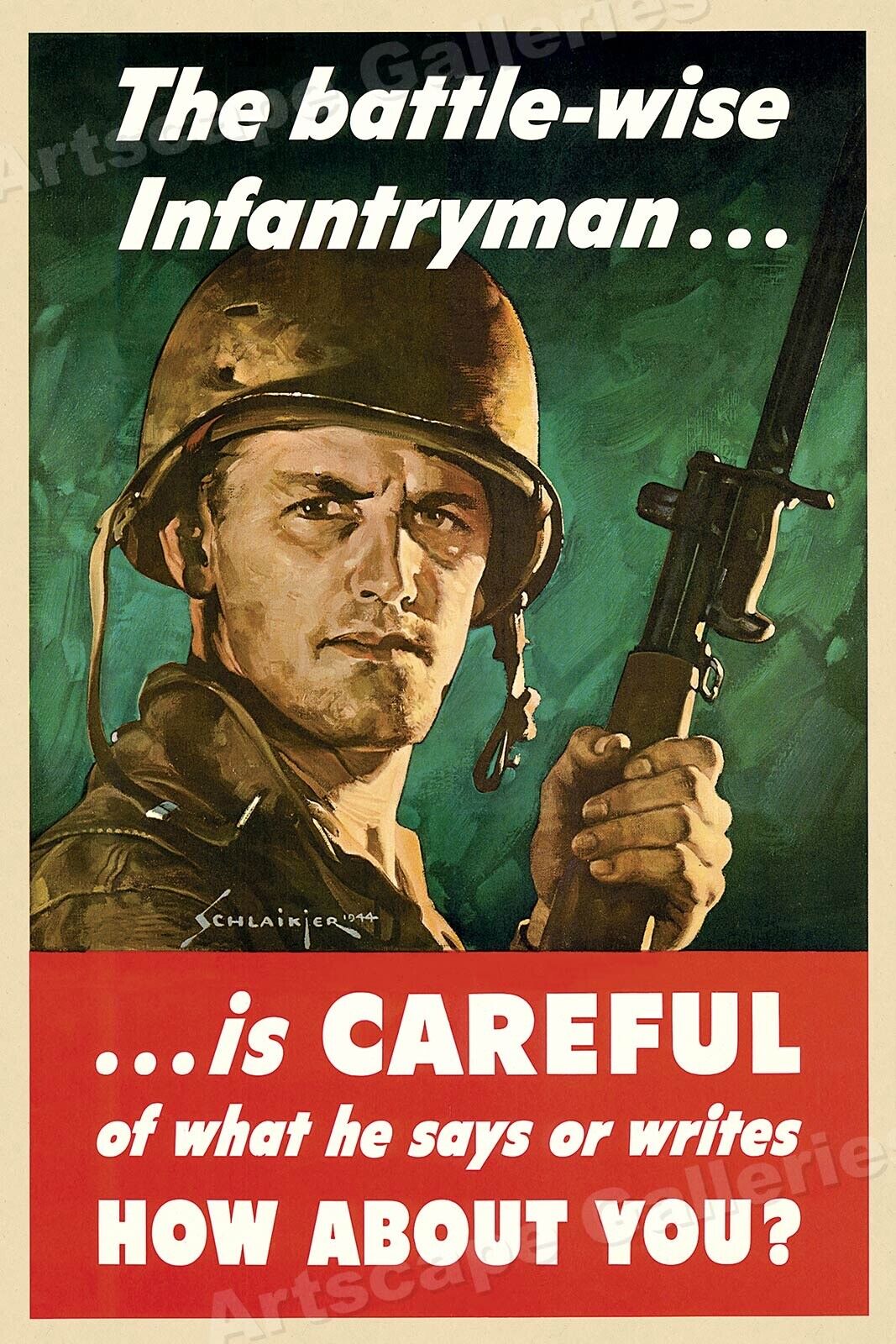 1944 The Battle Wise Infantryman WWII US Morale Poster - 16x24