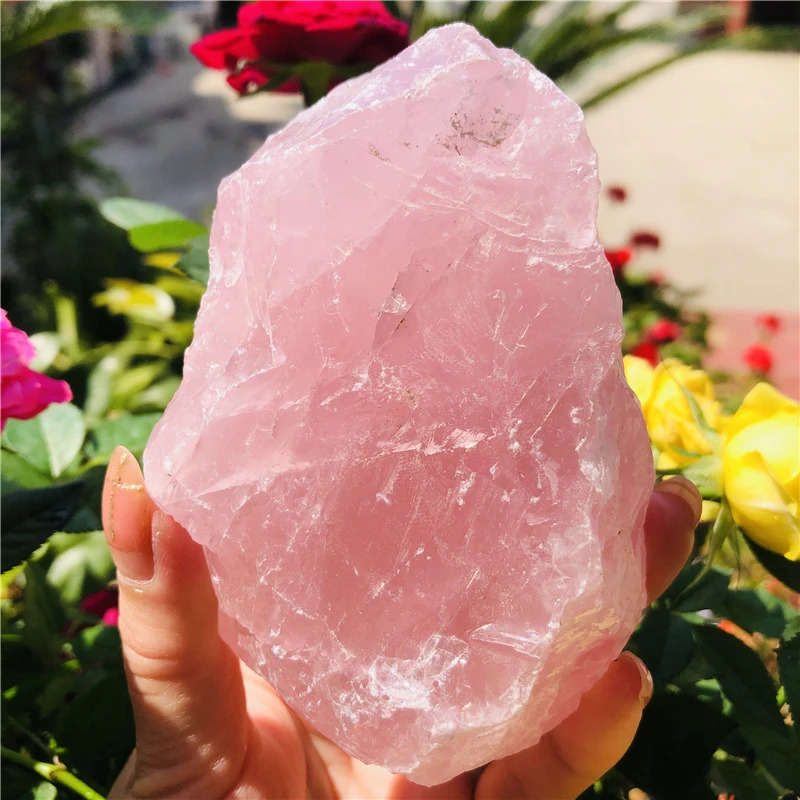 Large Natural Rose Quartz Crystal Stone Raw Mineral Specimens Decor Pink Crystal