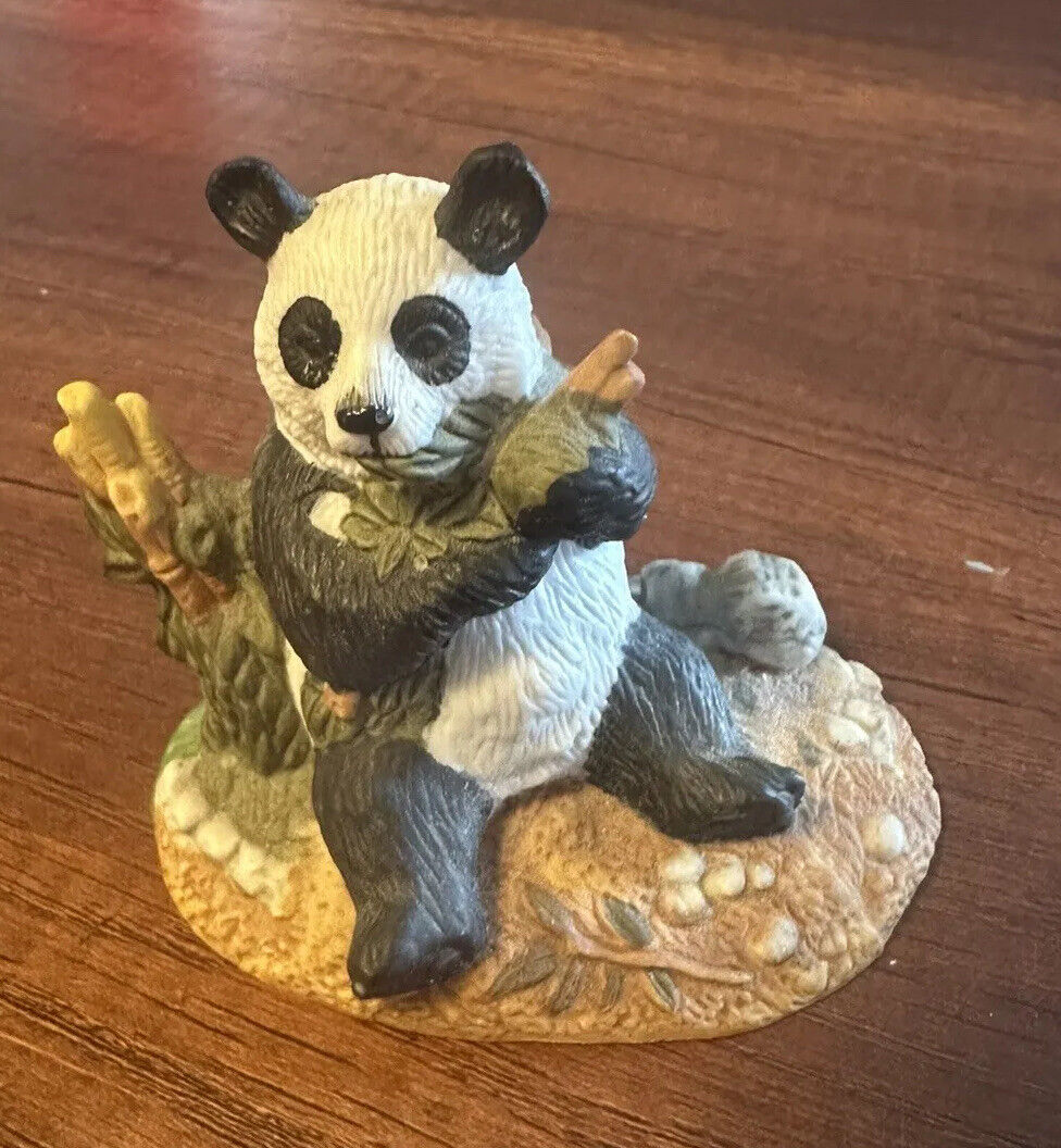Royal Heritage Ceramic Panda With Bamboo Figurine