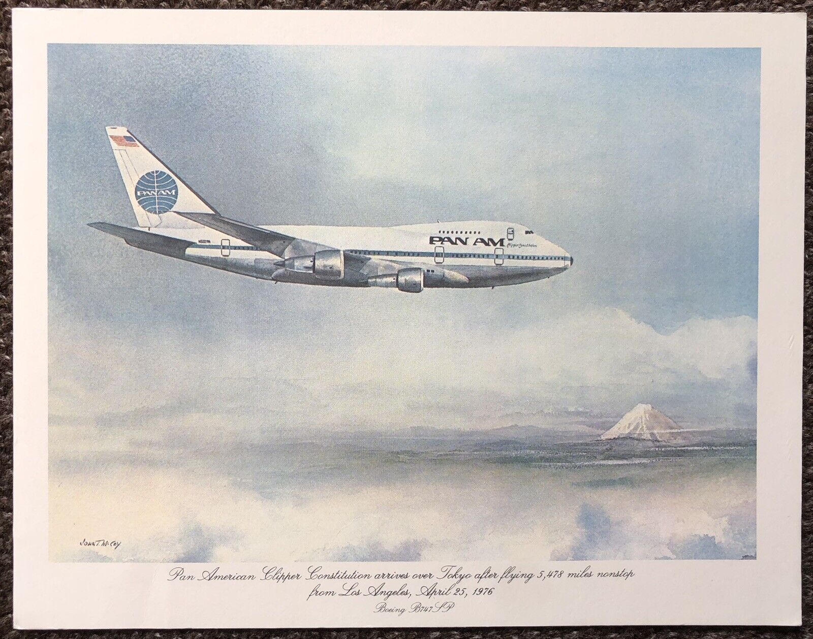 Vintage Pan Am Airways Menu 1986 Ist Class Clipper, Boeing B747 SP