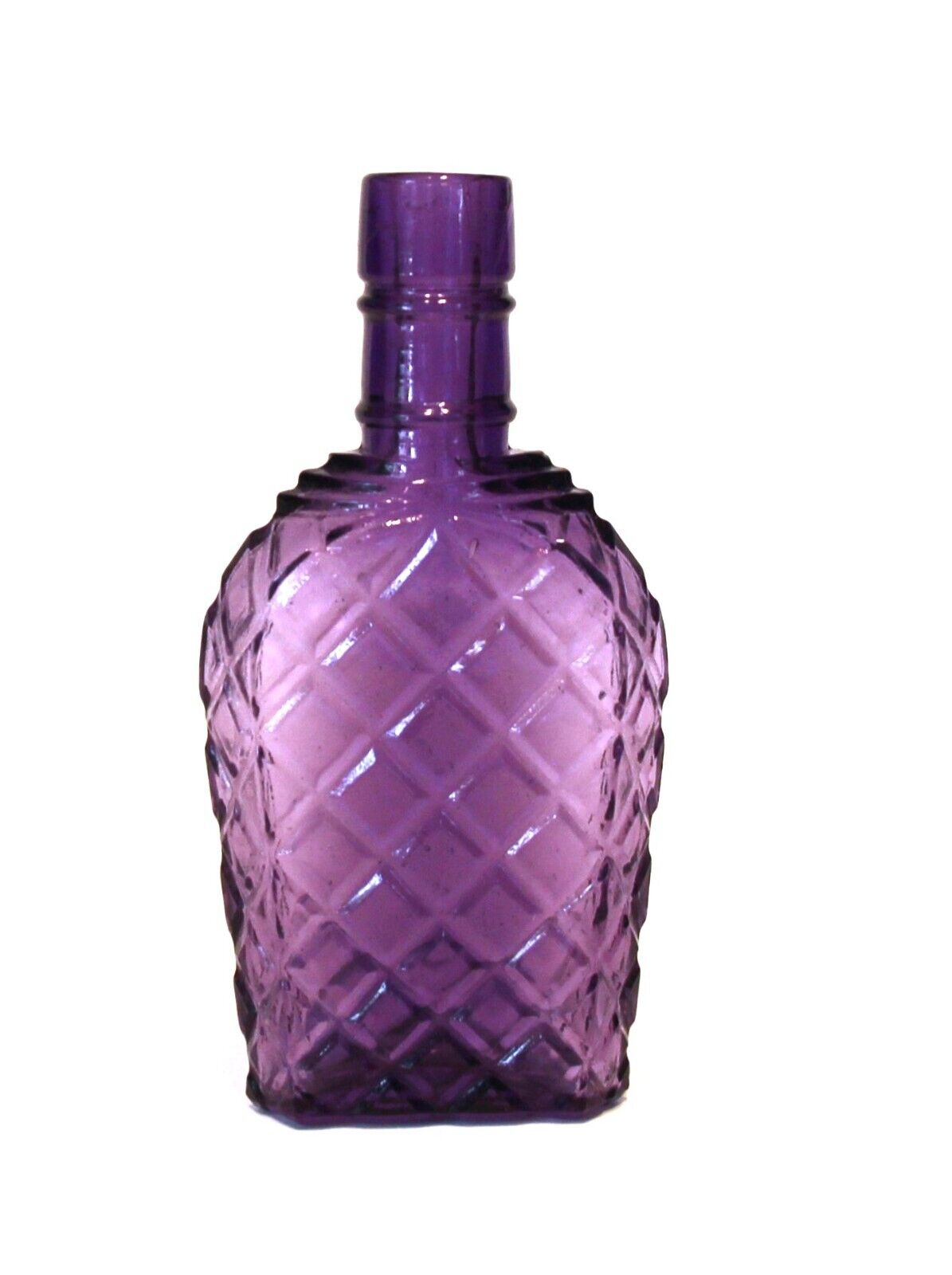 Antique late 1800\'s small basket pattern Purple bottle. 