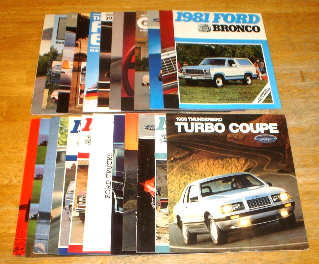 Lot of 25 1980\'s Ford Car/Truck Dealer Sales Brochures Bronco Pickup Thunderbird