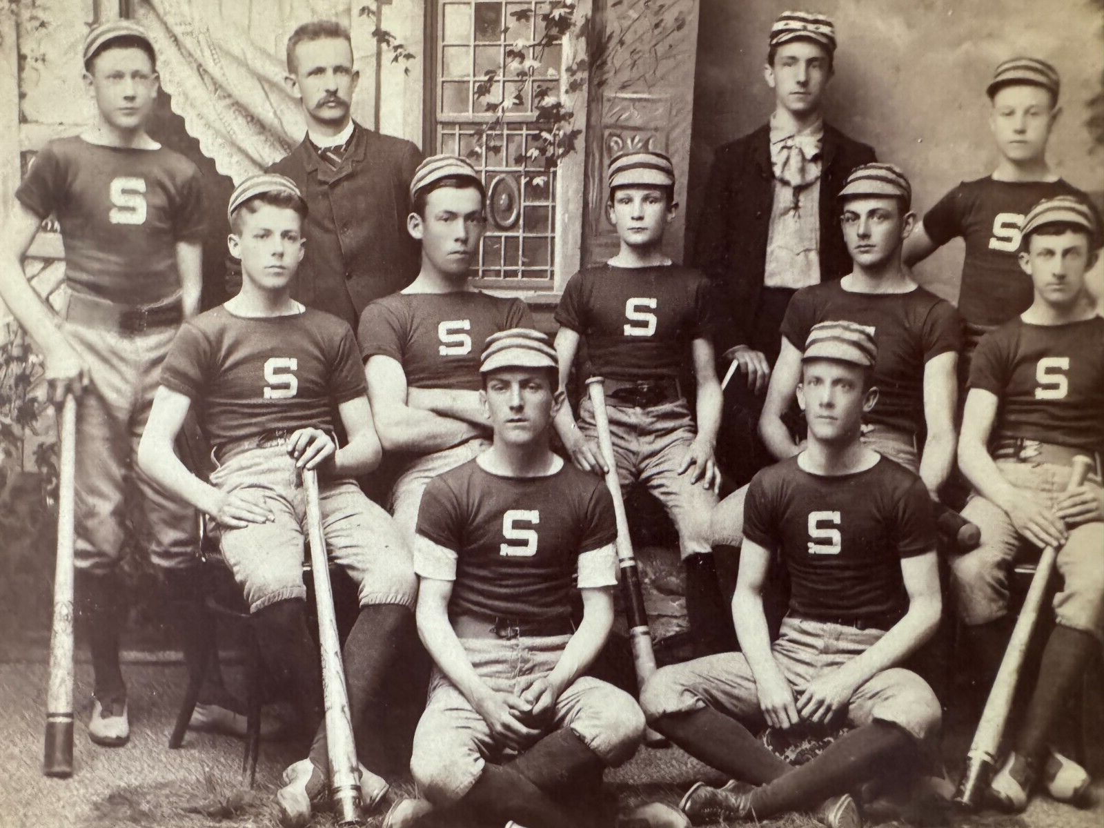 19th C. Cabinet Antique Baseball Team Photo Sentinels Team, Upton, Massachusetts