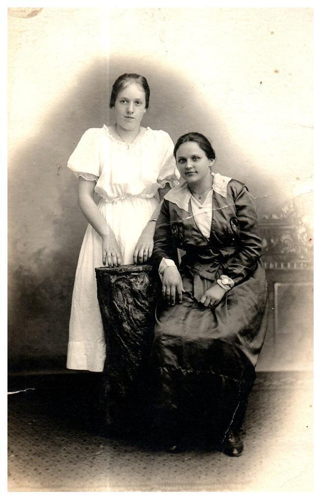 Vintage Postcard Pair of Young Women Seated RPPC