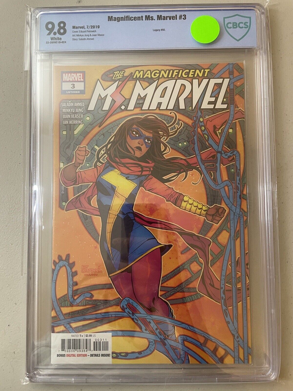 The Magnificent Ms. Marvel #3 CBCS 9.8 Edward Petrovich Cover A Ships Free