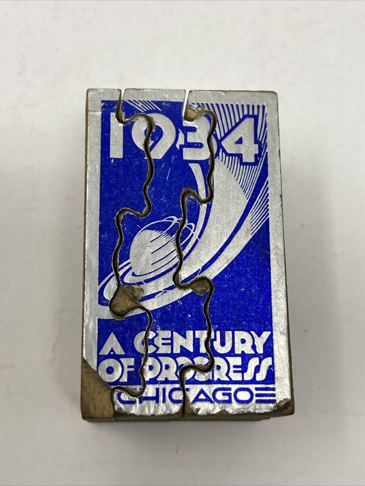 1934 Chicago Worlds Fair Mini Wooden Puzzle Wood A Century of Progress