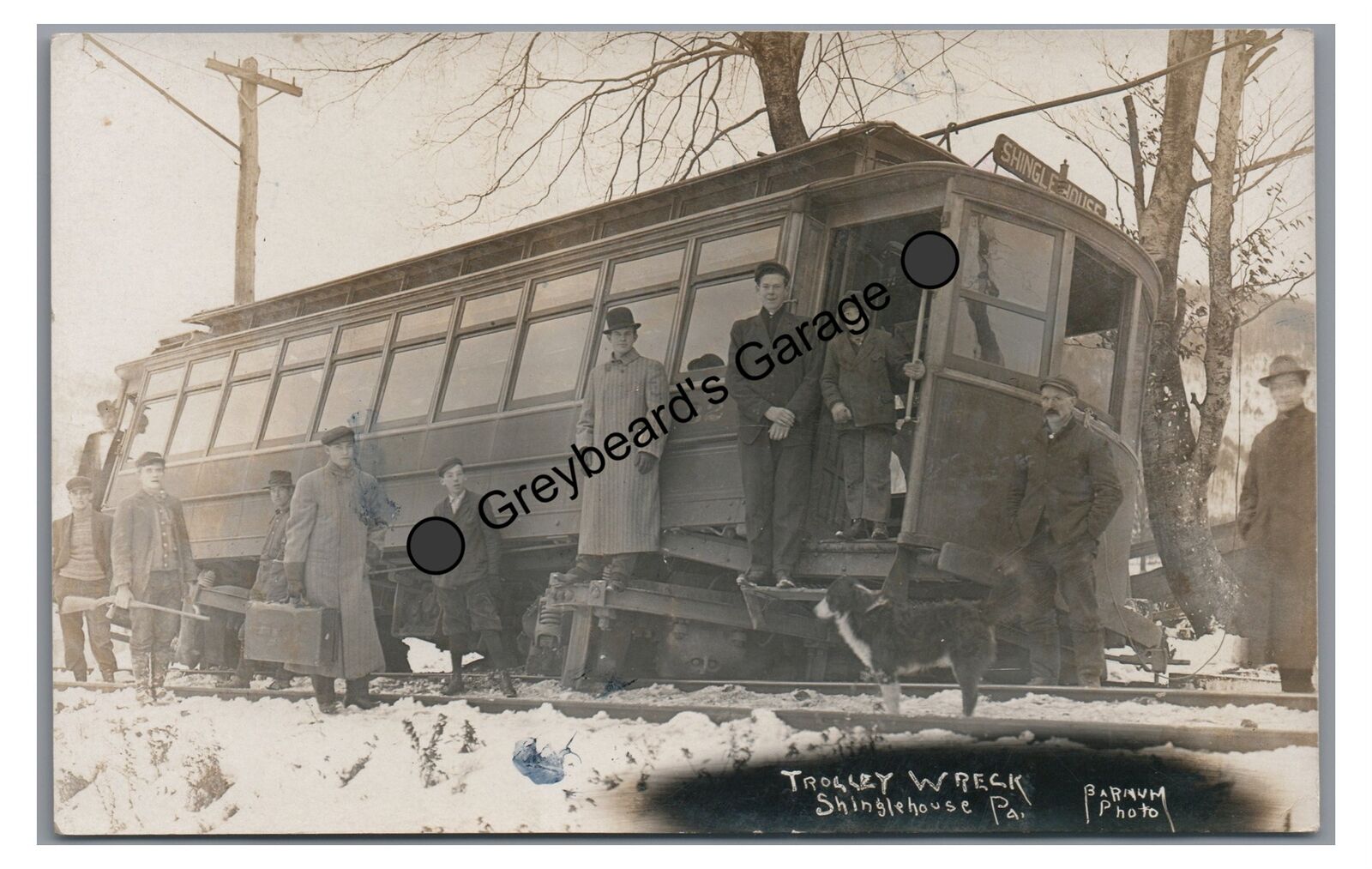 RPPC Trolley Streetcar Wreck SHINGLEHOUSE PA Potter County Real Photo Postcard