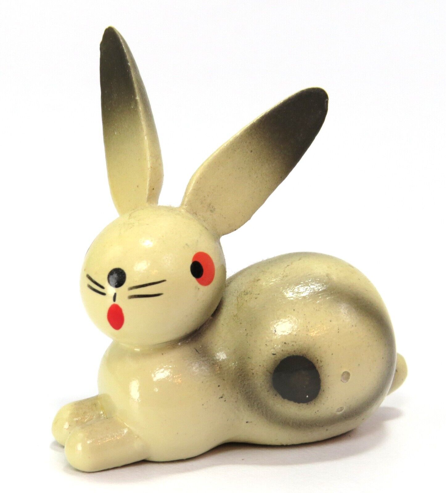 Erzgebirge Style Miniature Carved Wood Rabbit Vintage Figurine, About 1-1/2\