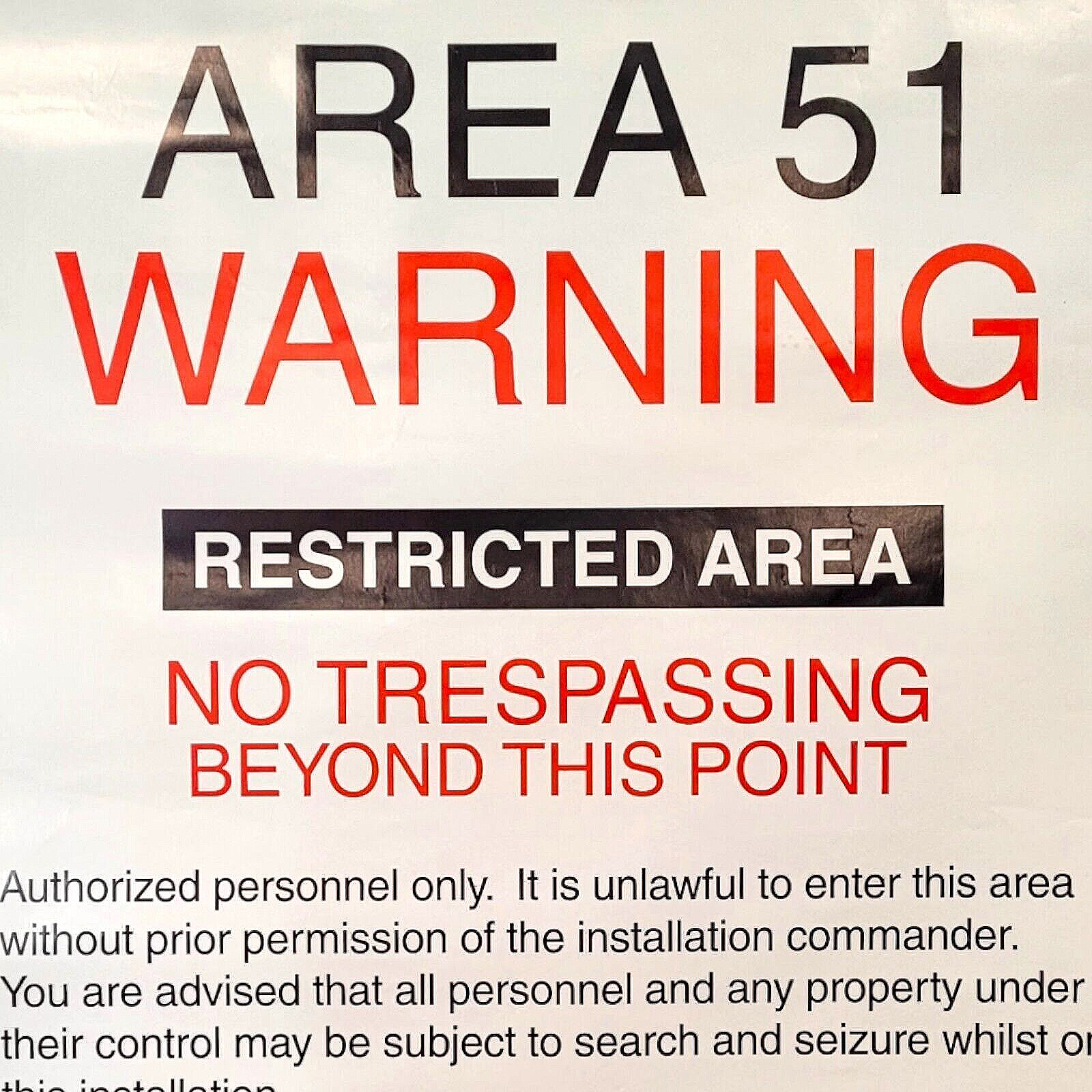 Area 51 Warning Poster Deadly Force Authorized Base Gift Store Authentic 1996