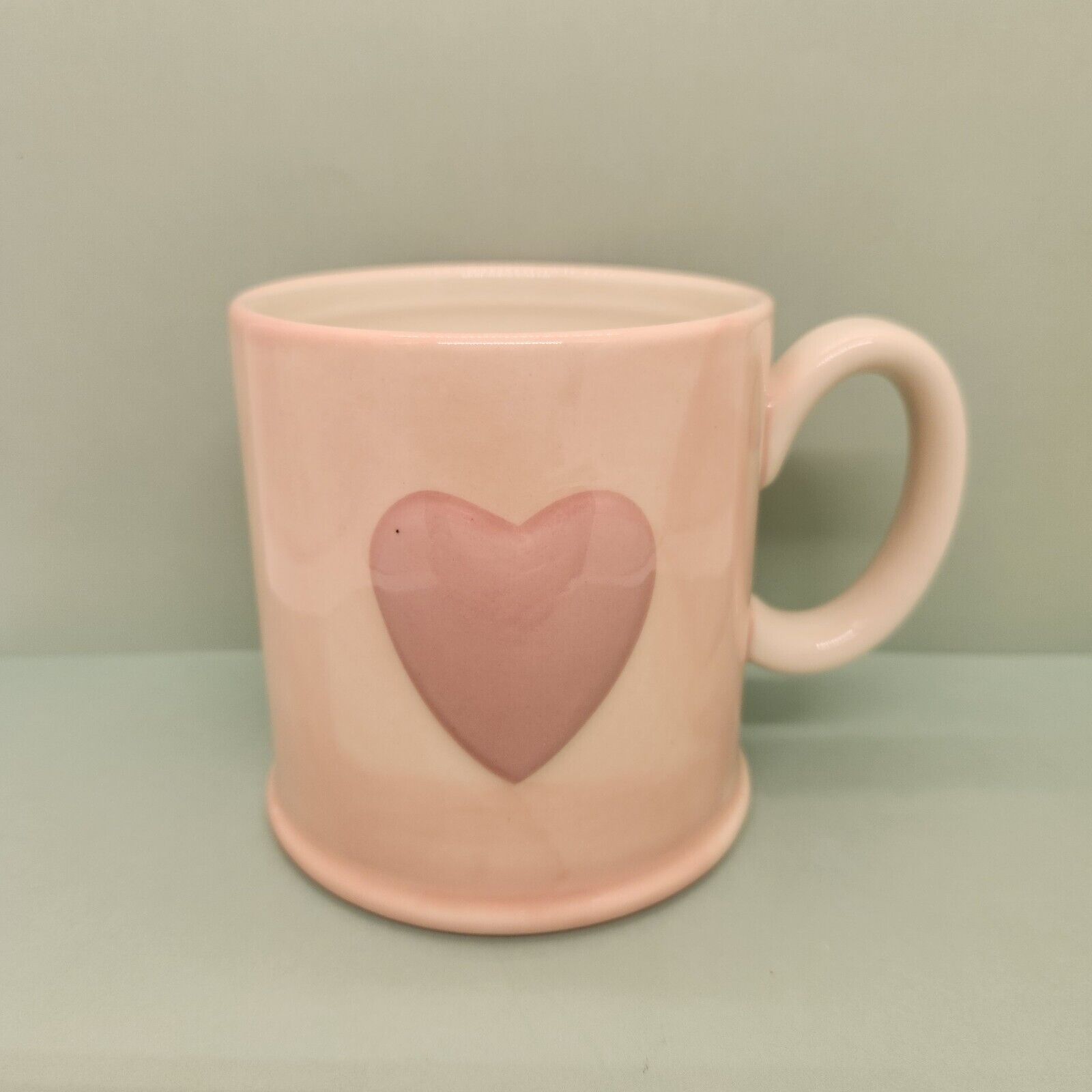 Old Pottery Pink 3D Ceramic Embossed Raised Heart Coffee Tea Valentines Cup Mug