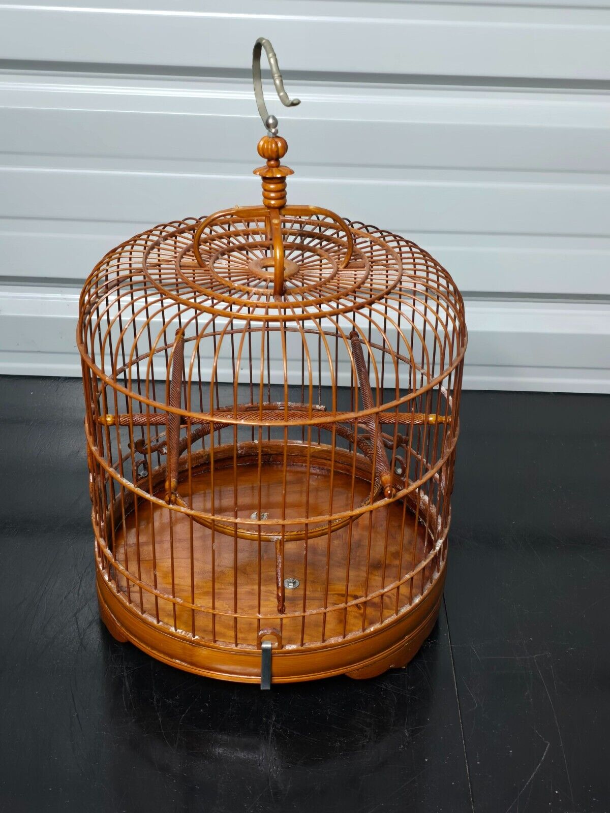 Vintage Asian Wood / Bamboo Bird Cage with Cover