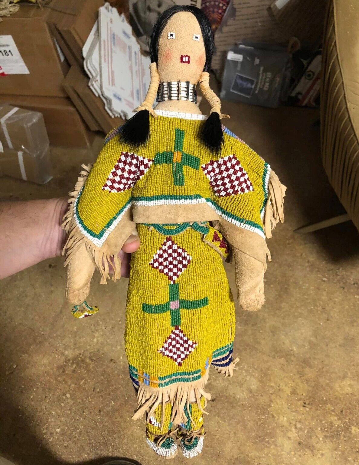 Important Vintage Native American Plains Beaded Doll By Imogene Big Medicine