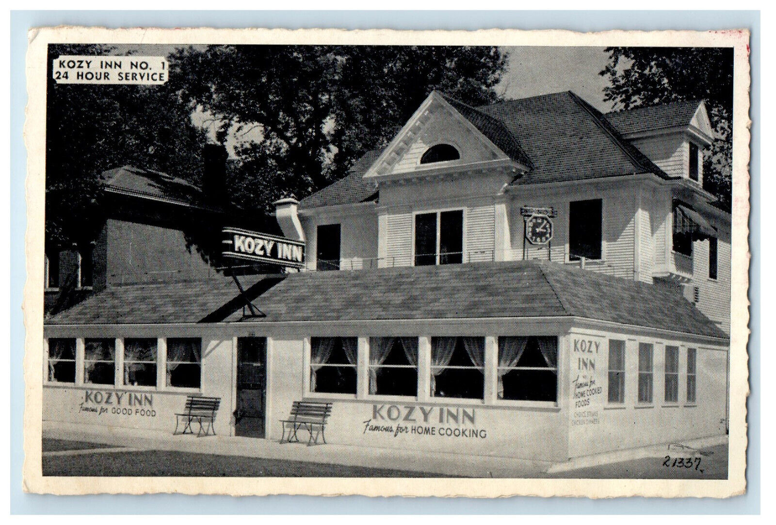 c1940\'s Kozy Inn and Restaurant, No.1 24 Hour Service Cedar Rapids IA Postcard