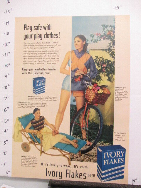 newspaper ad 1947 NYSN Ivory soap flakes laundry detergent split photo bicycle