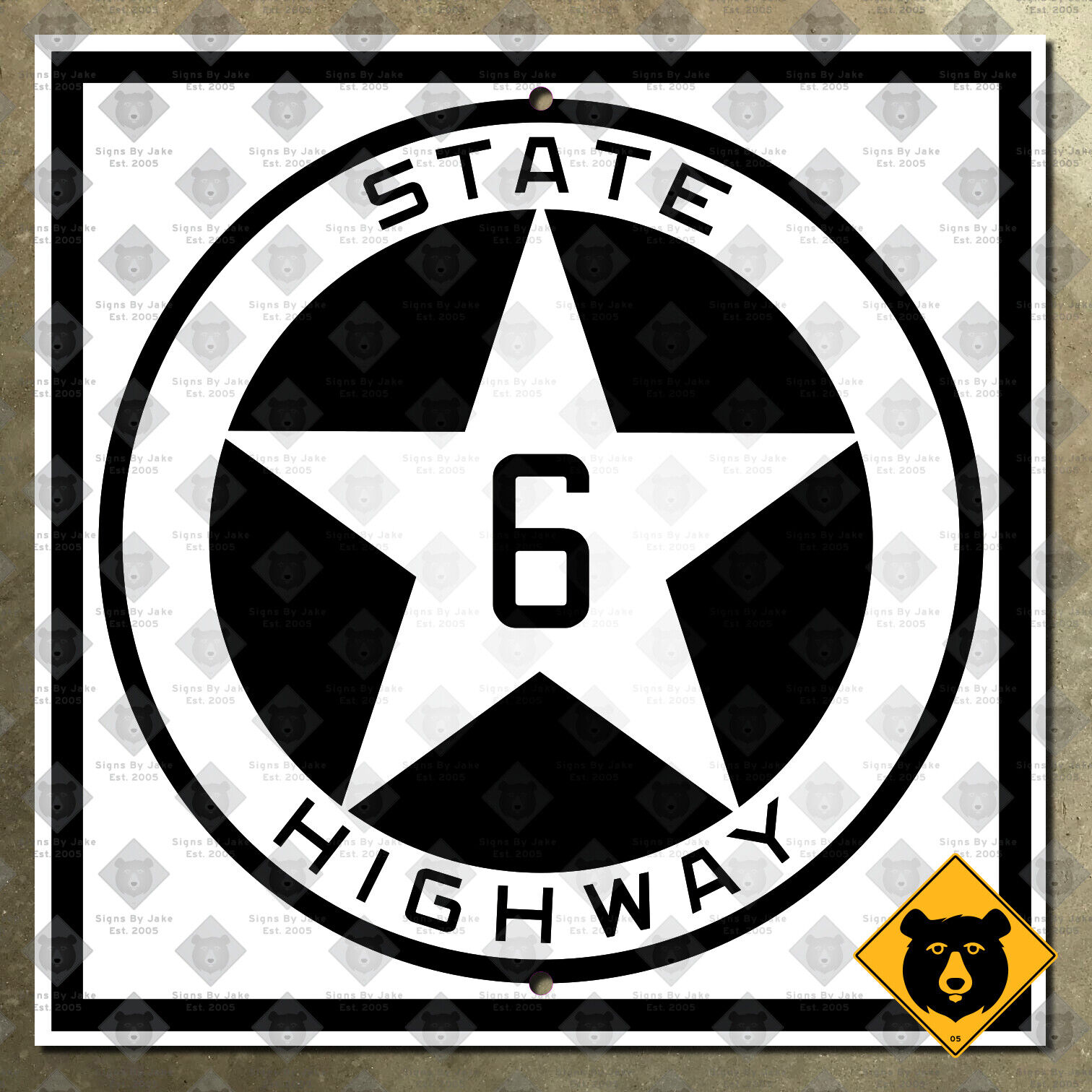 Texas State Highway 6 road sign Houston College Station Bryan Waco 24x24