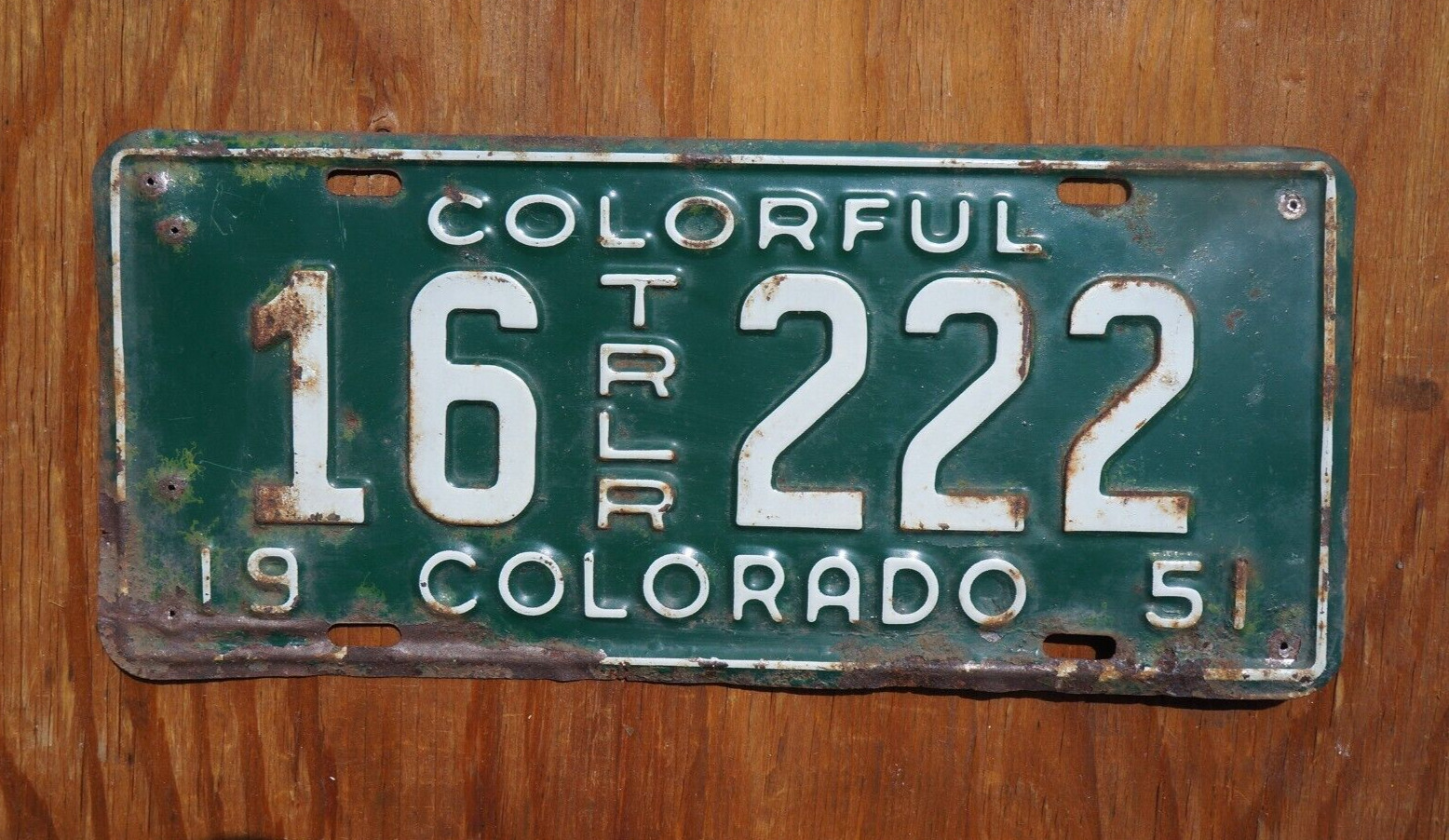 1951 COLORADO Trailer License Plate # 16 - 222