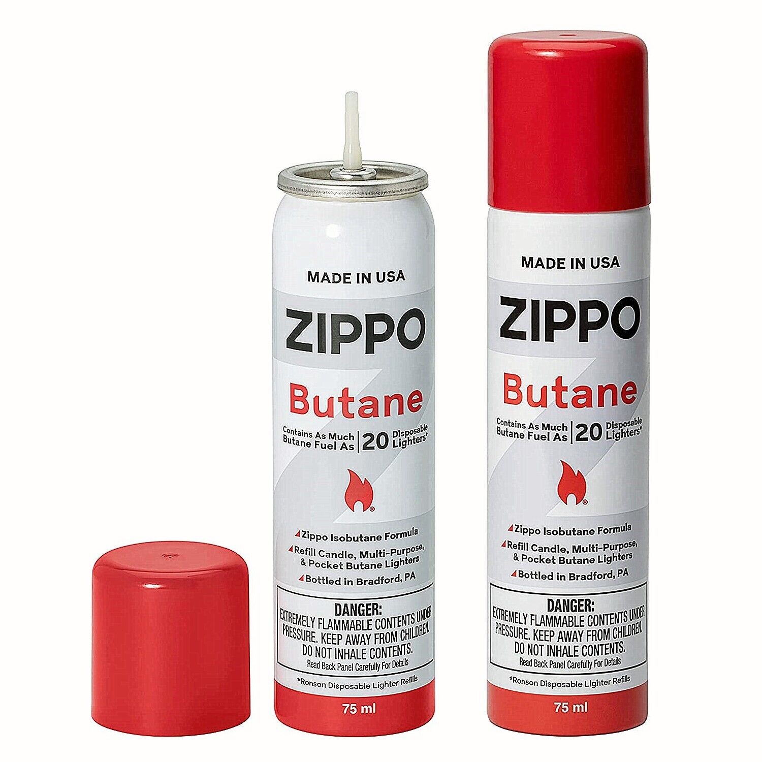 Zippo Butane Fuel 75 ml Pack of 2, Butane Refill Torch Lighter Fuel