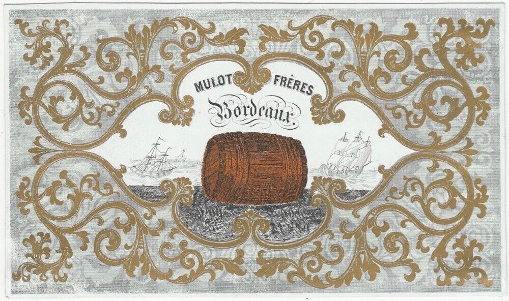 Bordeaux Wine Barrel Mulot Freres Magnificent French 19th Century Porcelain Card