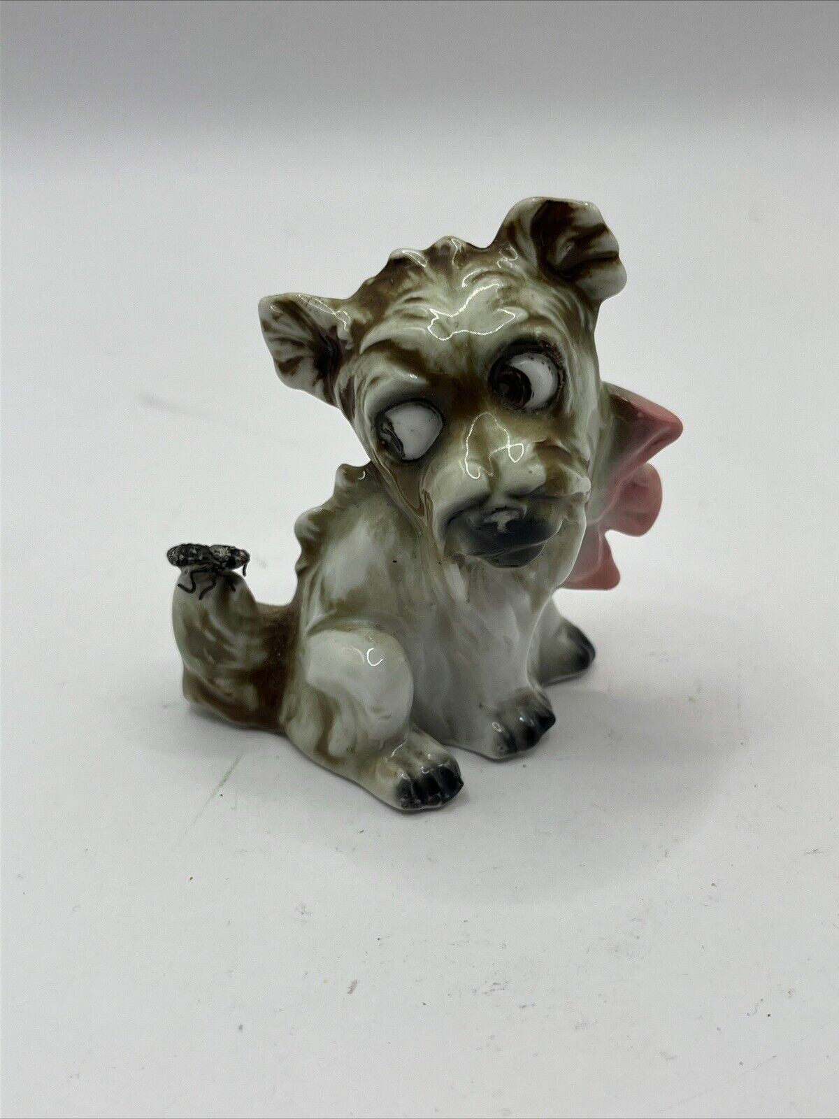 Unique Rare Vintage Side Eye Puppy Scared Of Fly Figurine So precious