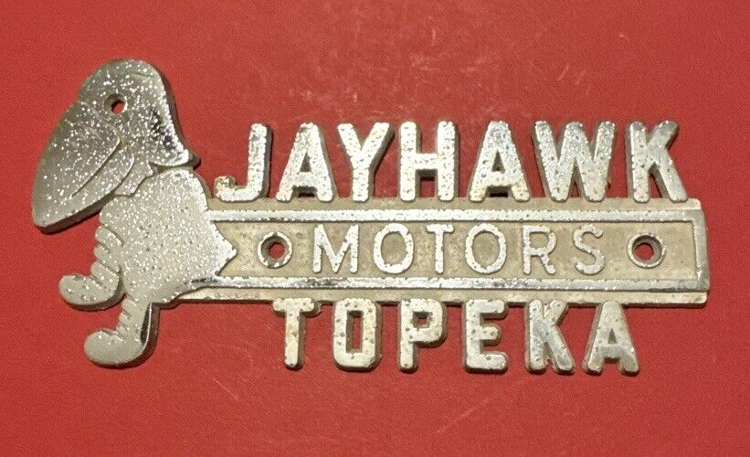 Vintage Jayhawk Motors Topeka Auto Badge Tag Kansas Collectible EarlyOld Rare KS