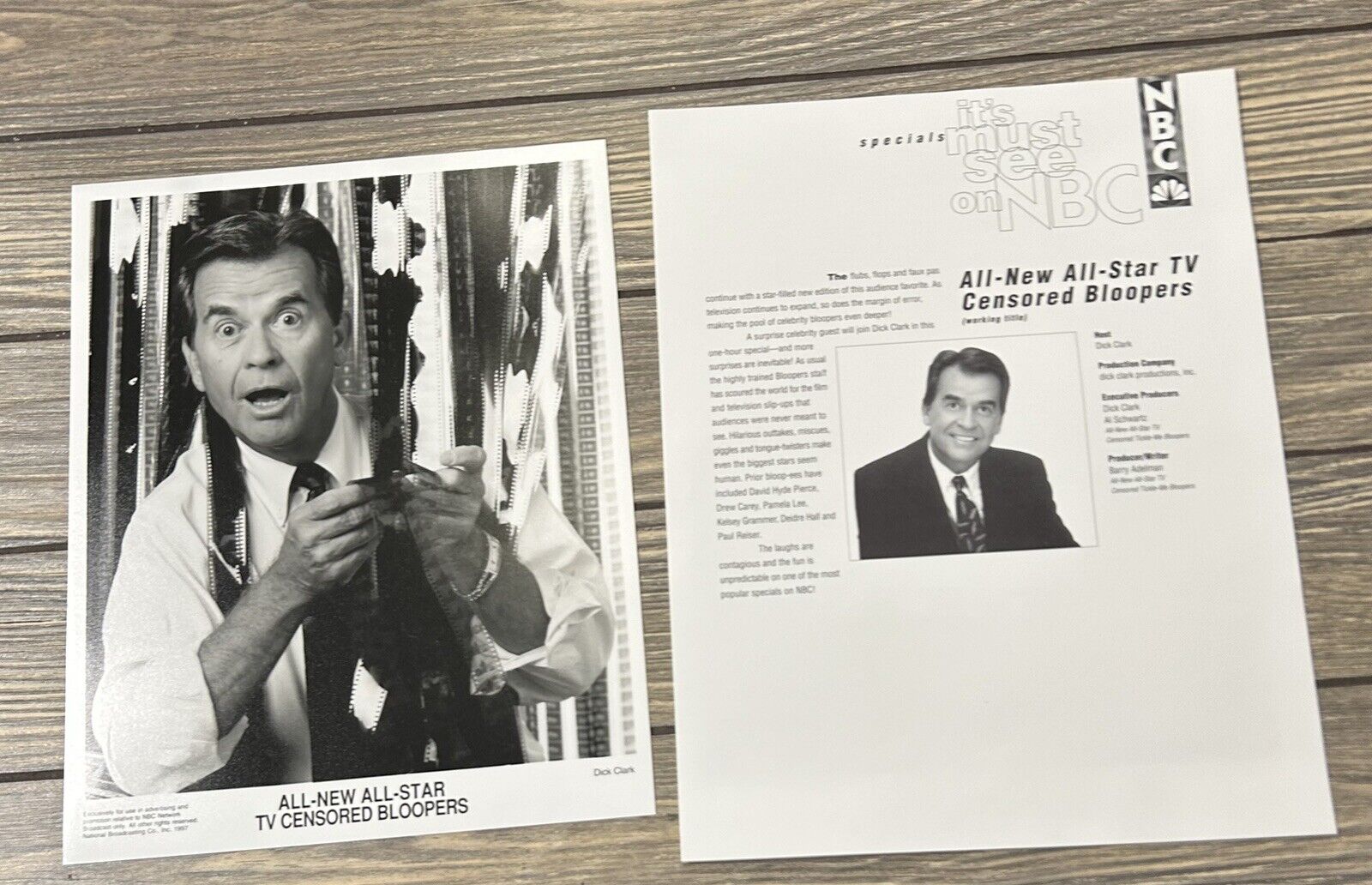 Vintage NBC Specials All New All Star TV Censored Bloopers Fact Sheet Photo I