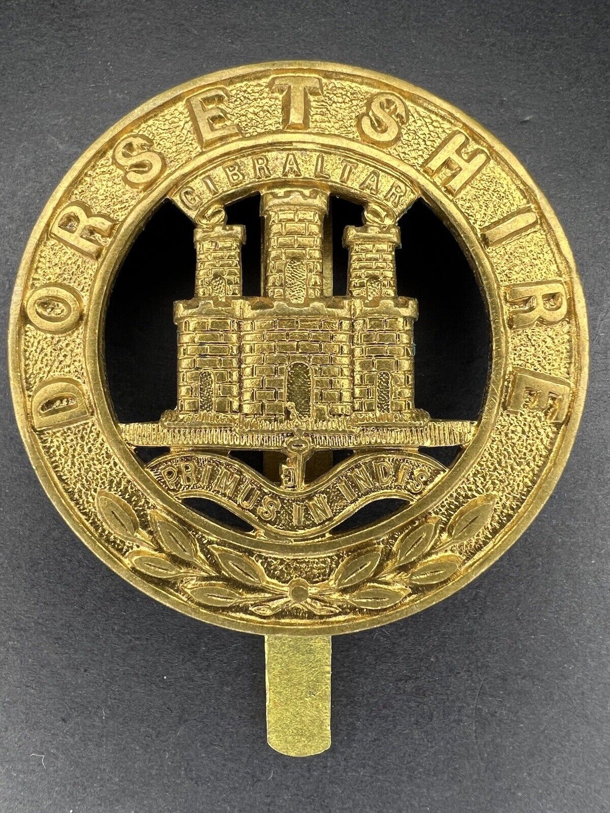 WWII Dorsetshire Regiment Metal Cap Slider Badge - British Army - Nice