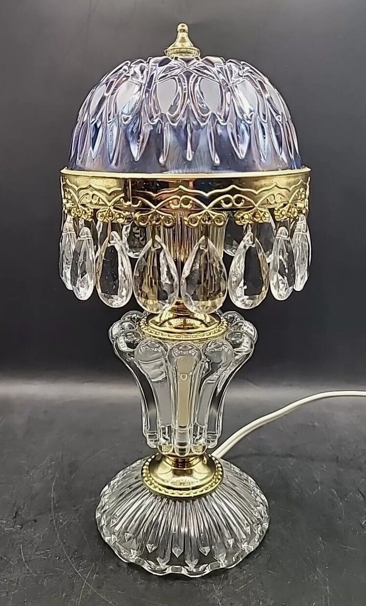 Iridescent Purple Crystal Michelotti Boudoir Lamp Vintage France & Holland Rare